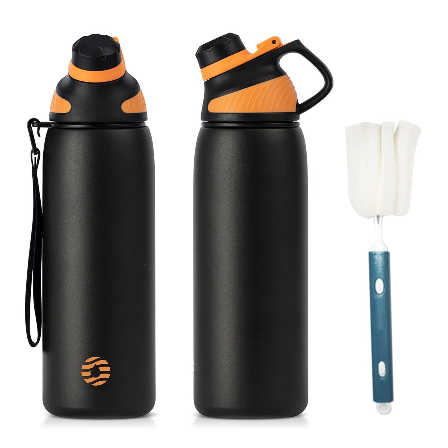 Fjbottle Edelstahl Trinkflasche Sport mit Magnetischem Deckel 1L, 800ml, 600ml, 400ml BPA-Frei Auslaufsichere Kinder Flasche - Kohlensäure geeignet 1500ML Wasserflasche Thermo für Schule, Fitness