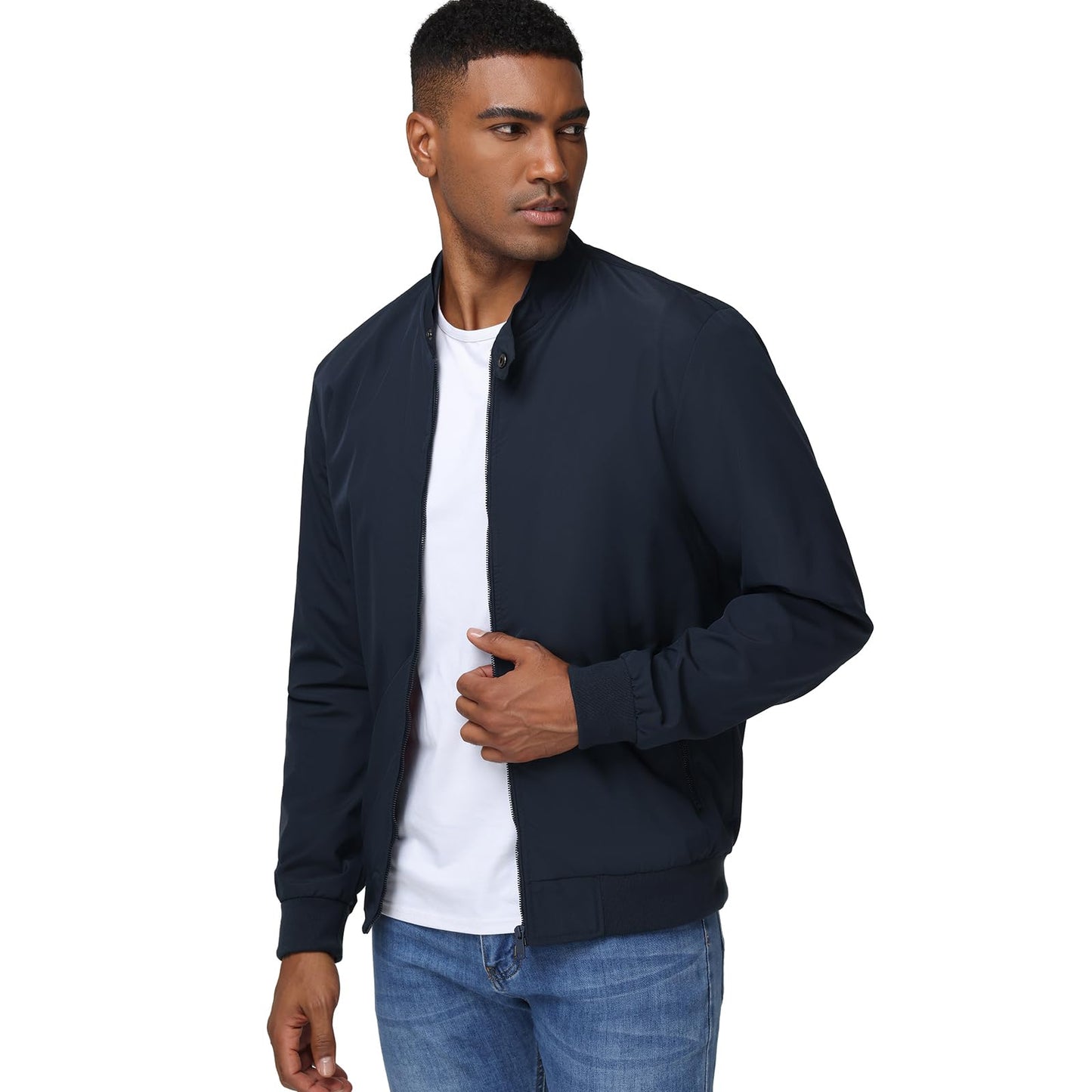 HOTIAN Herren Jacke Leichte Windbreaker Bomberjacke mit Stehkragen Jacke Übergangsjacke Freizeit jacke mit Reißverschlusstaschen