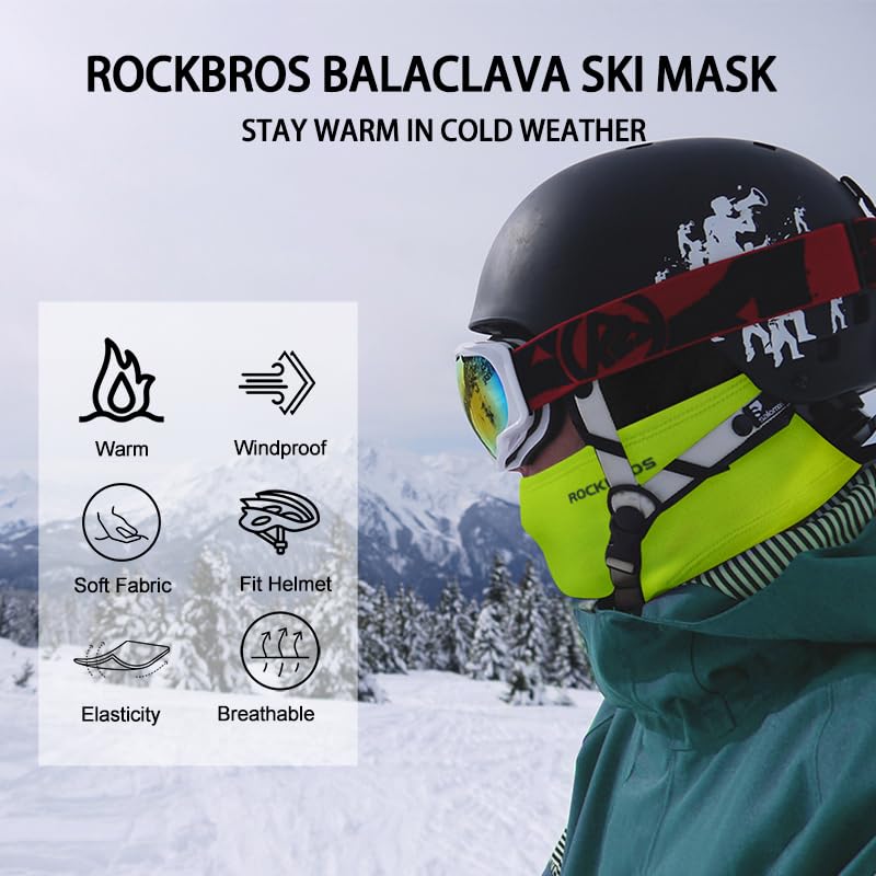 ROCKBROS Sturmhaube Balaclava Skimaske Winddicht Warm für Fahrrad Ski Motorrad Winter Unisex Einheitsgröße