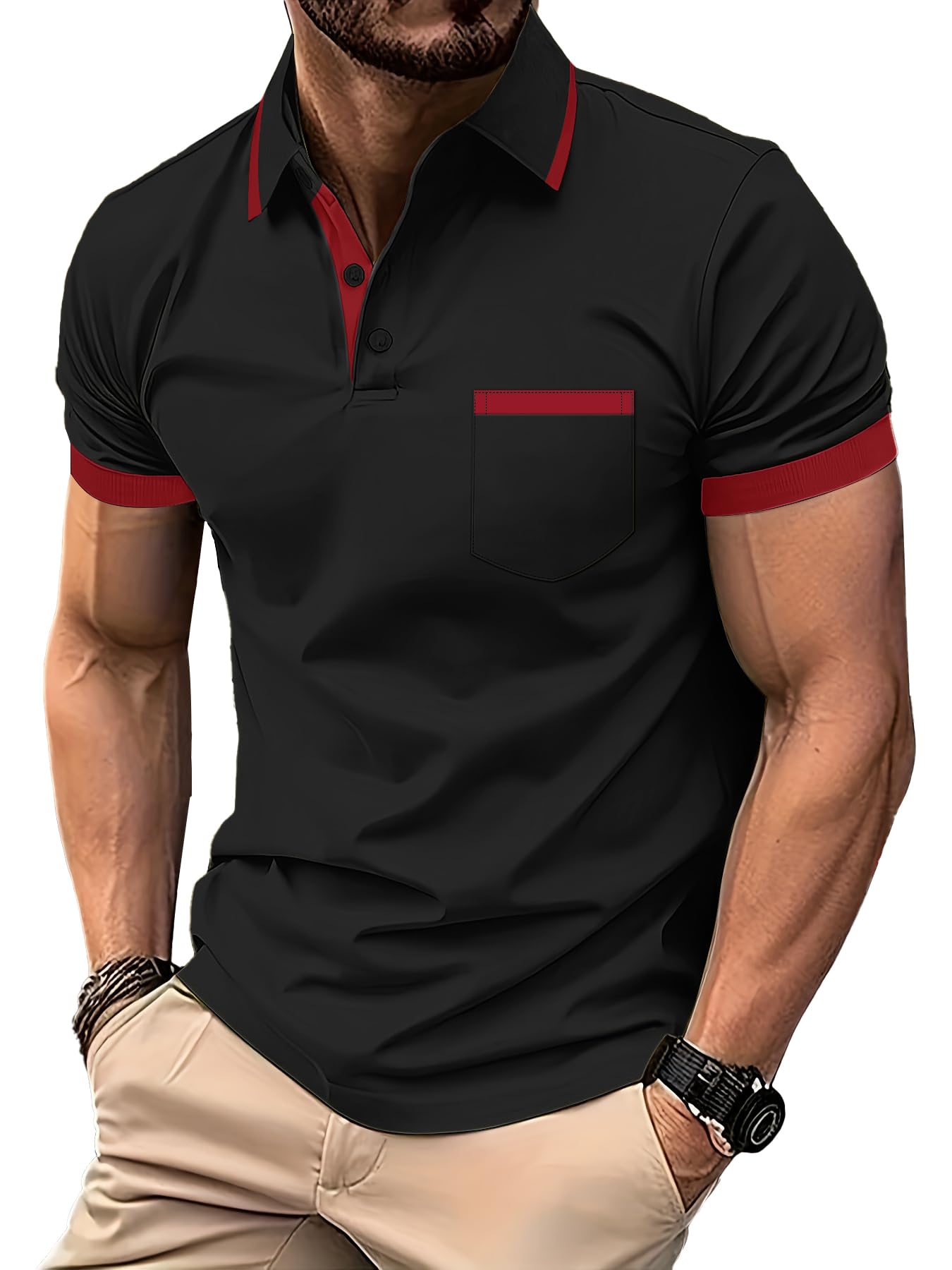 LLdress 3er Pack Poloshirt Herren Kurzarm Atmungsaktiv Poloshirt Set Leichtes Golf Polohemd Schnelltrocknend T Shirt