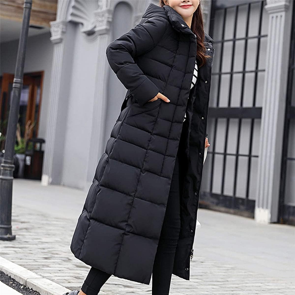 Onsoyours Women's Winter Jacket, Long Down Jacket, Quilted Jacket, Winter Coat, Parka Jacket, Outerwear, Women's Winter Warm Down Coat with Fur Collar