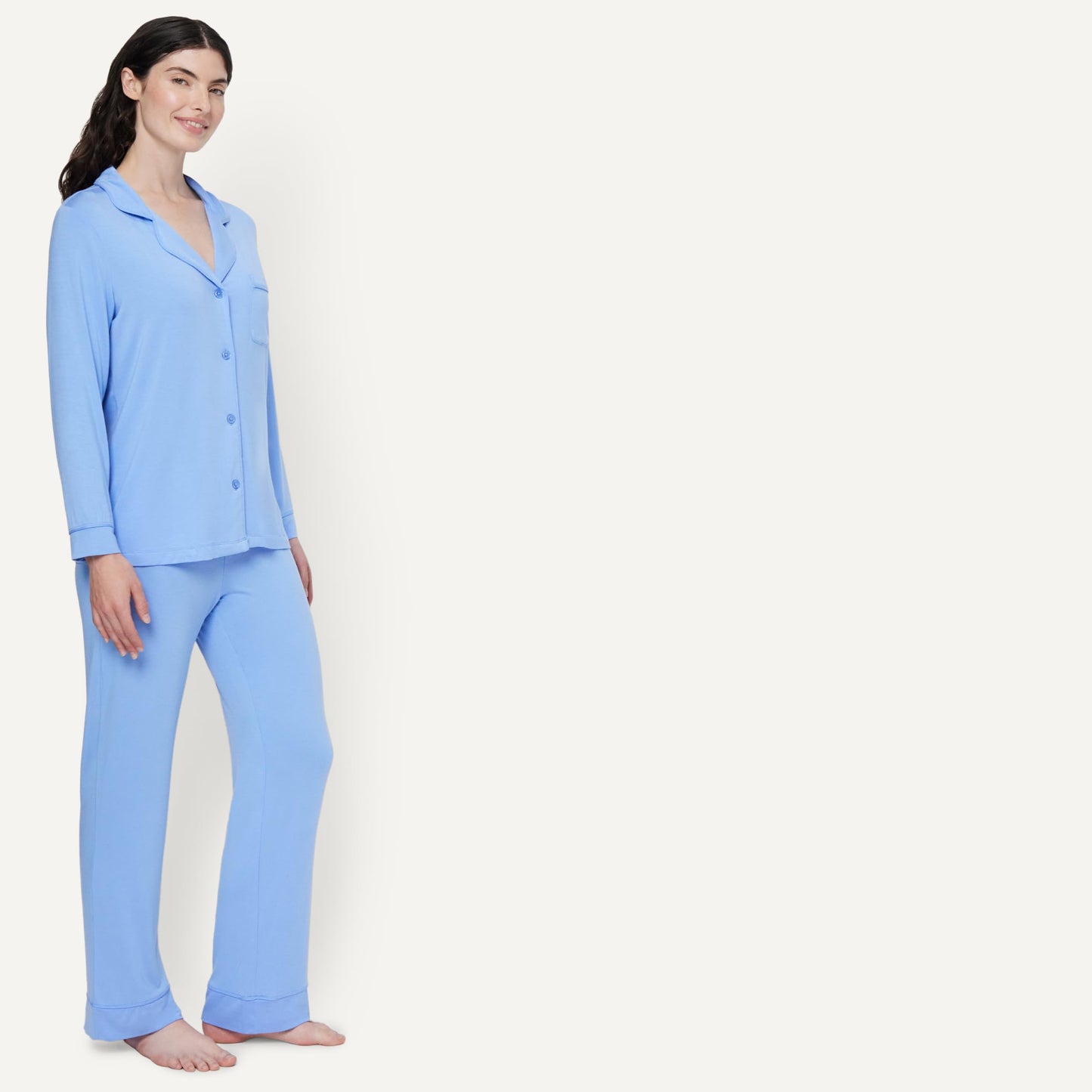 Amazon Essentials x Sofia Grainge Damen Pyjama-Set aus elastischer Modalfaser mit Langen Ärmeln und bodenlangem Unterteil