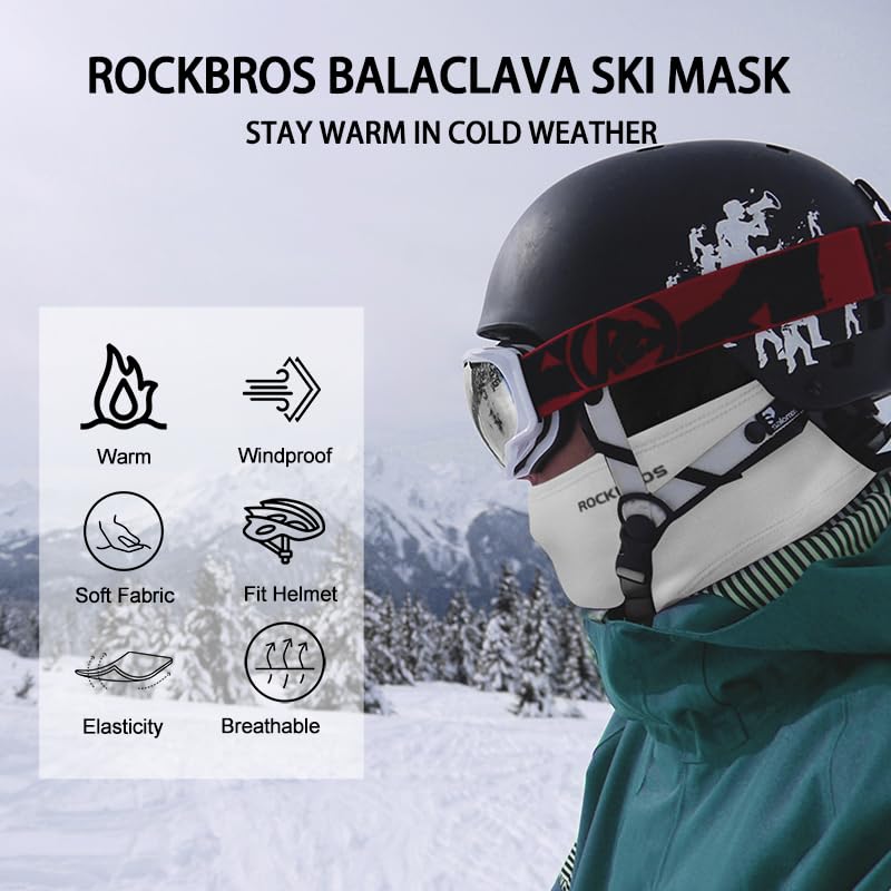 ROCKBROS Sturmhaube Balaclava Skimaske Winddicht Warm für Fahrrad Ski Motorrad Winter Unisex Einheitsgröße