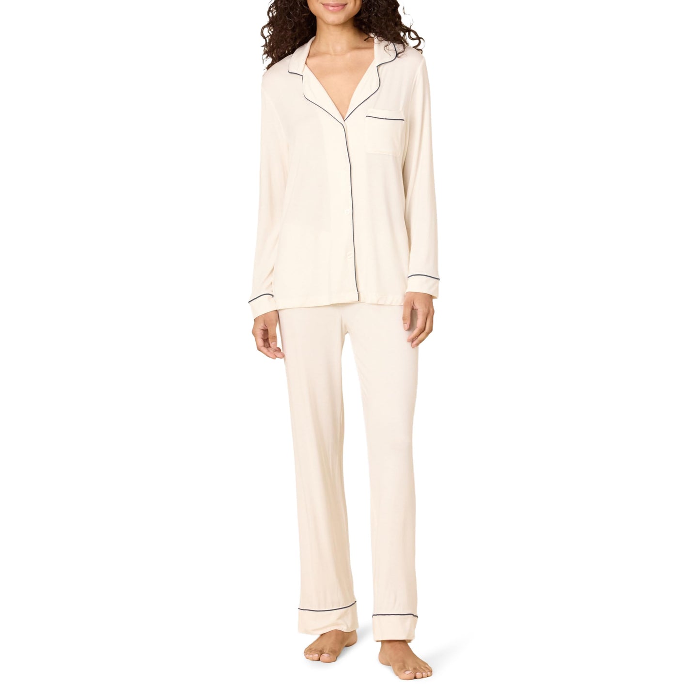 Amazon Essentials x Sofia Grainge Damen Pyjama-Set aus elastischer Modalfaser mit Langen Ärmeln und bodenlangem Unterteil