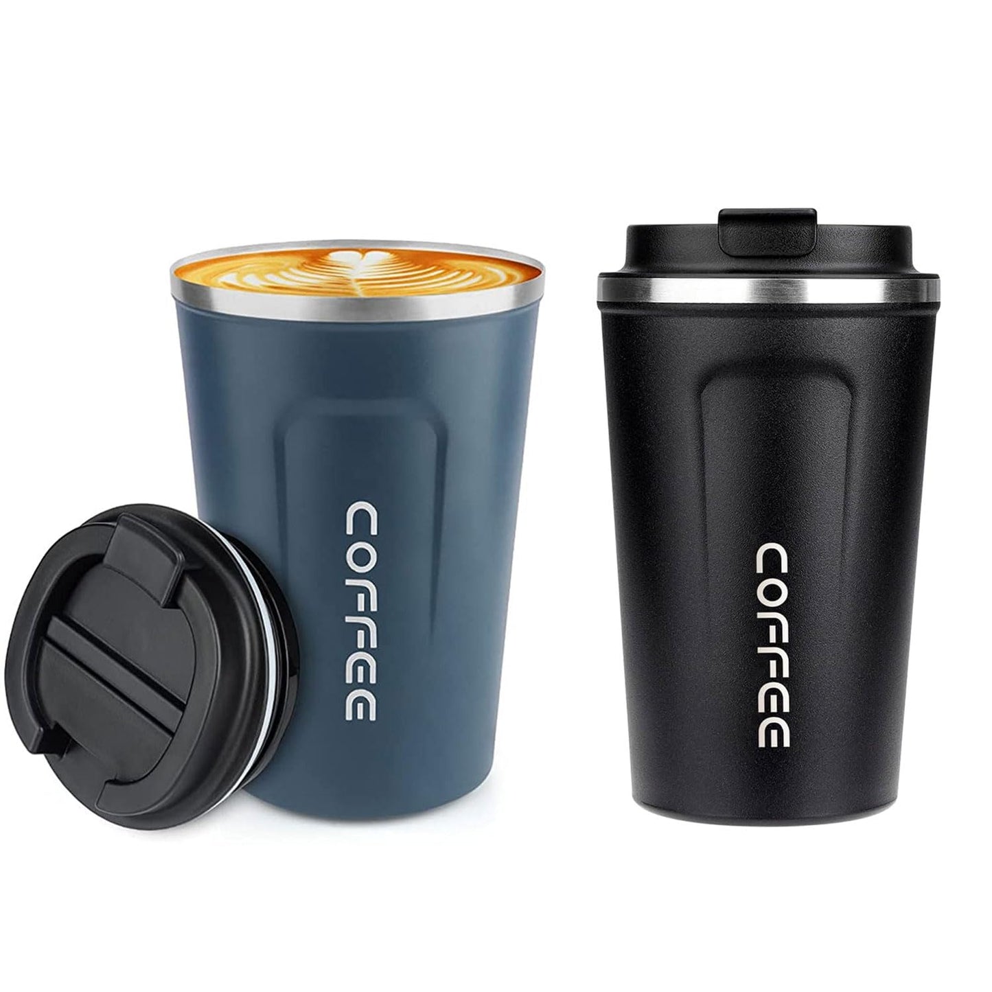 ERBO Kaffeebecher to go, Thermobecher Edelsthal, Auslaufsicher Kaffeetasse Kaffeebecher mit Deckel, Kaffeetasse Thermobecher für Unterwegs Umweltfreundlich, Weiß 380ml
