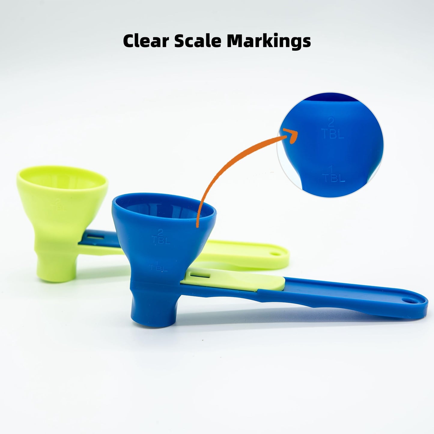 Kybelehoo 2 Stück Trichterschaufel Für Pulver,Trichter Scoop Gym Auslaufsicher,Schaufel verwandelt sich in einen Trichter mit Schiebeboden für Proteinpulver, Hafer, Kaffeepulver und andere Pulver