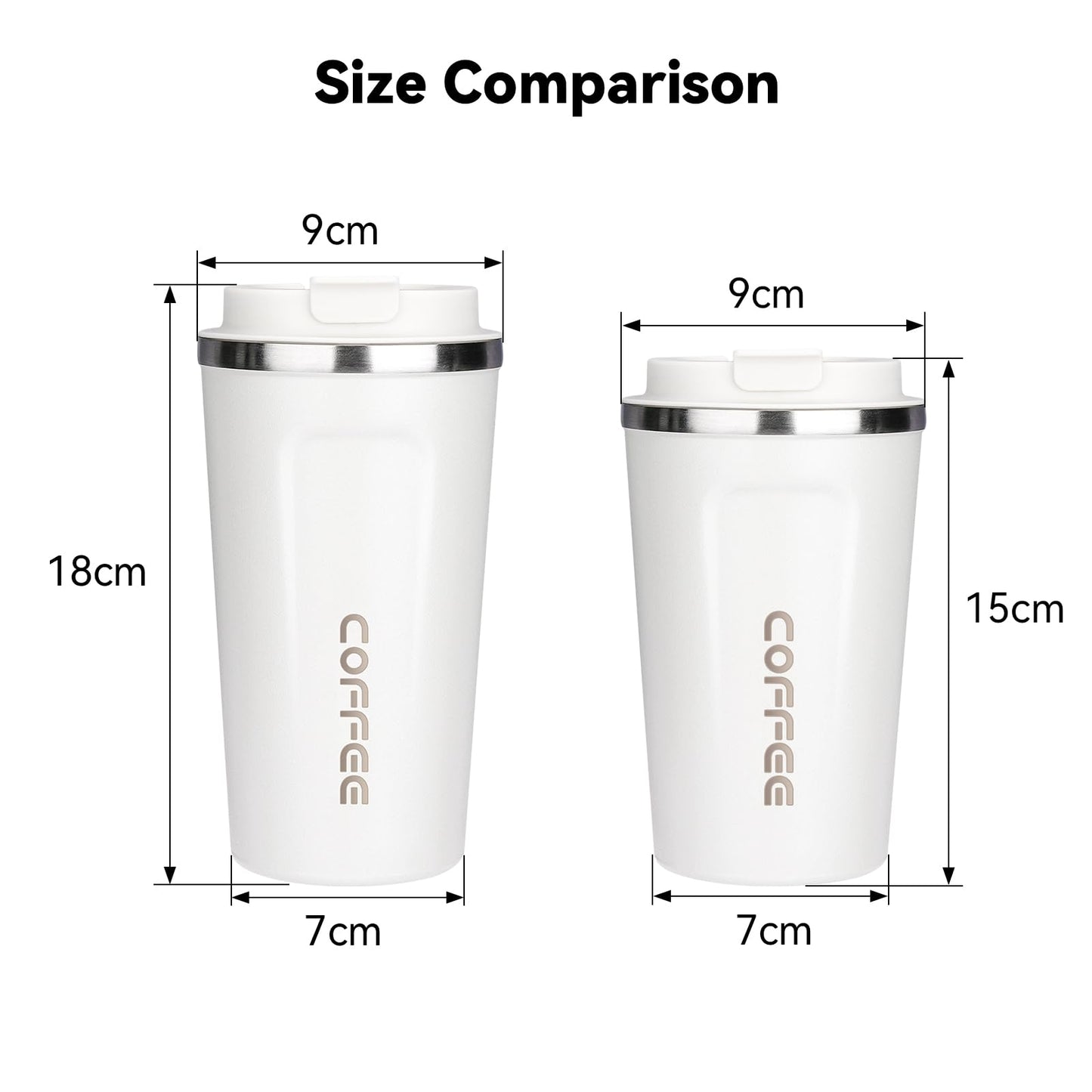 ERBO Kaffeebecher to go, Thermobecher Edelsthal, Auslaufsicher Kaffeetasse Kaffeebecher mit Deckel, Kaffeetasse Thermobecher für Unterwegs Umweltfreundlich, Weiß 380ml