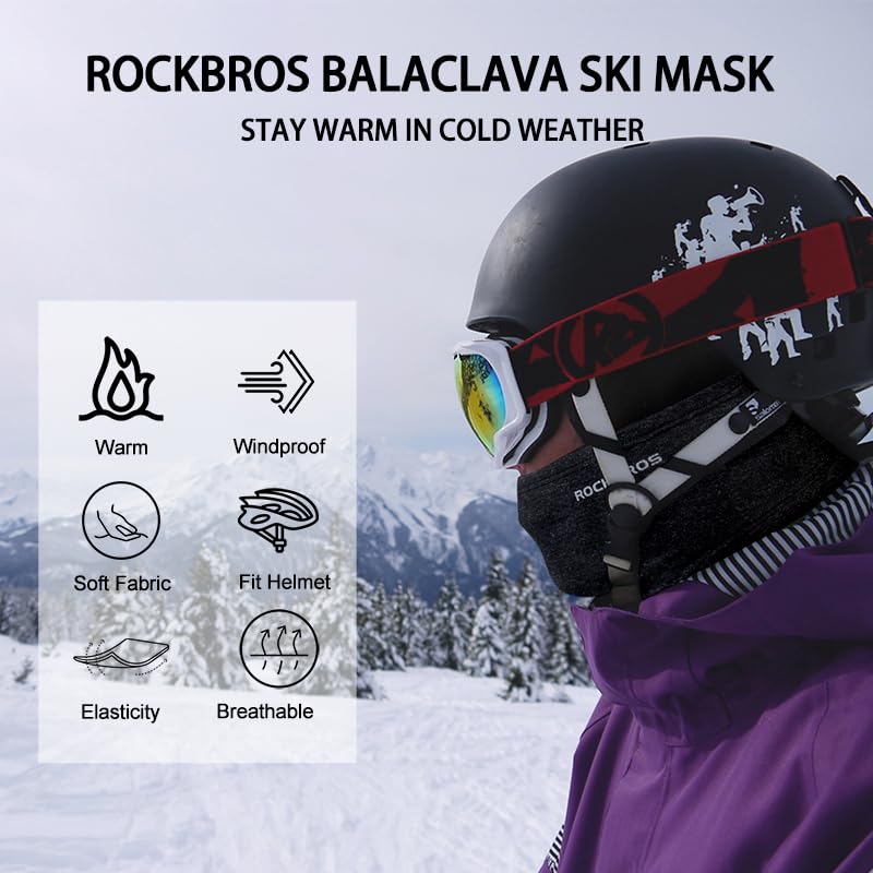 ROCKBROS Sturmhaube Balaclava Skimaske Winddicht Warm für Fahrrad Ski Motorrad Winter Unisex Einheitsgröße