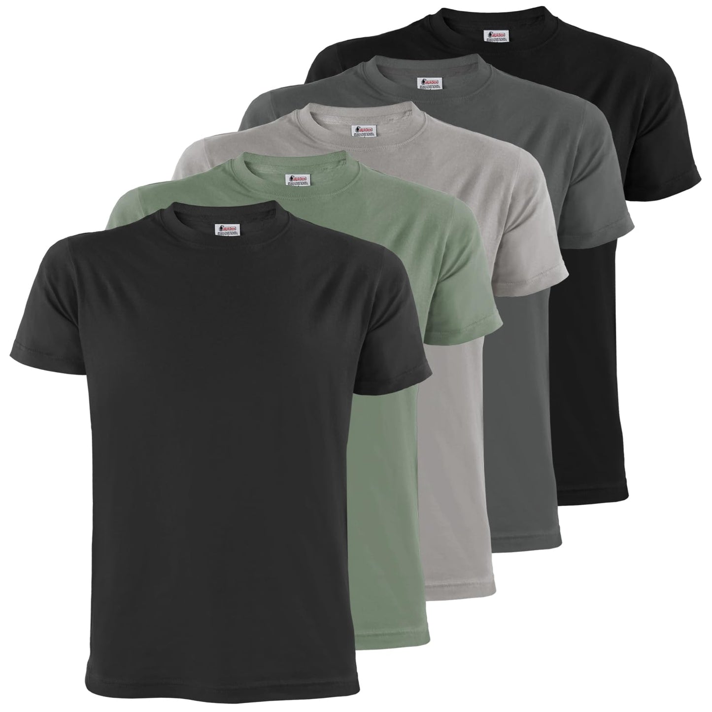 ALPIDEX Herren T-Shirts 5er Set Rundhals einfarbig S M L XL XXL 3XL 4XL 5XL