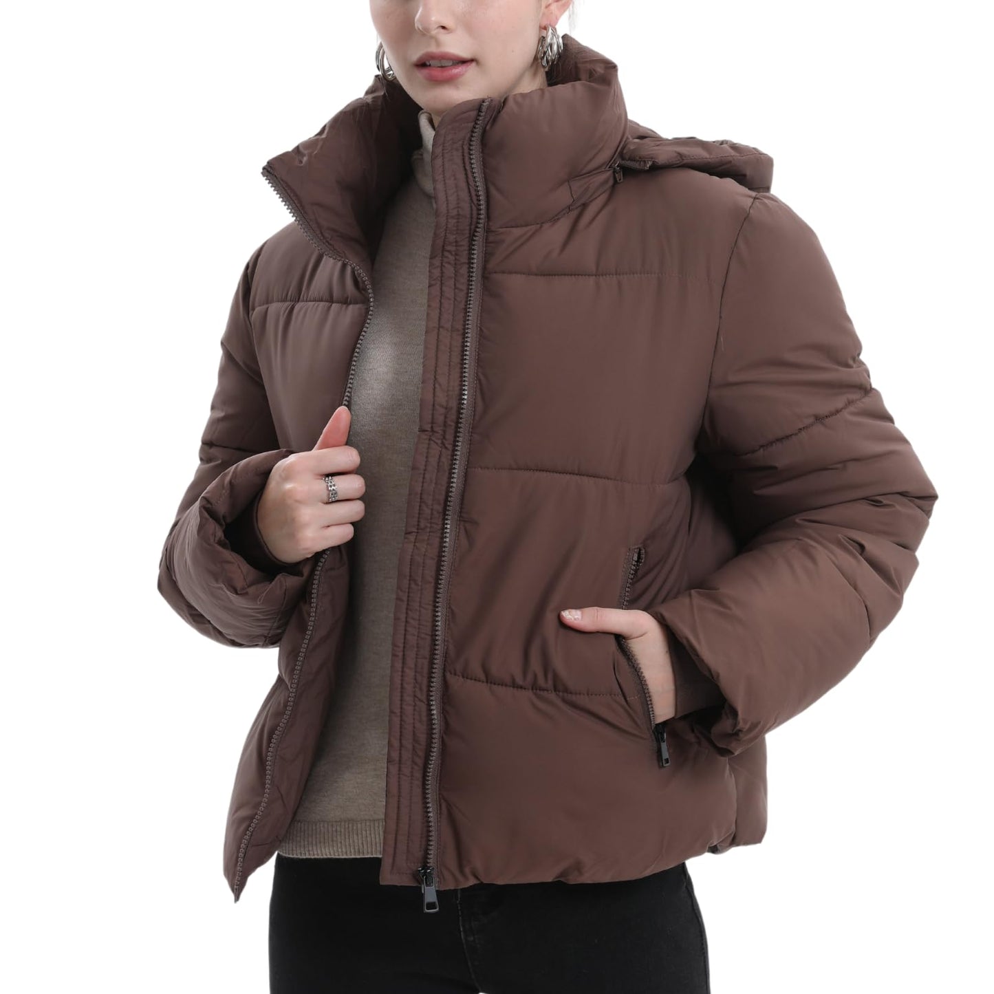 PUFFIT Damen Winter Jake mit Kapuze Warmer Wasserdicht Winterjacke Steppmantel Female Jacken