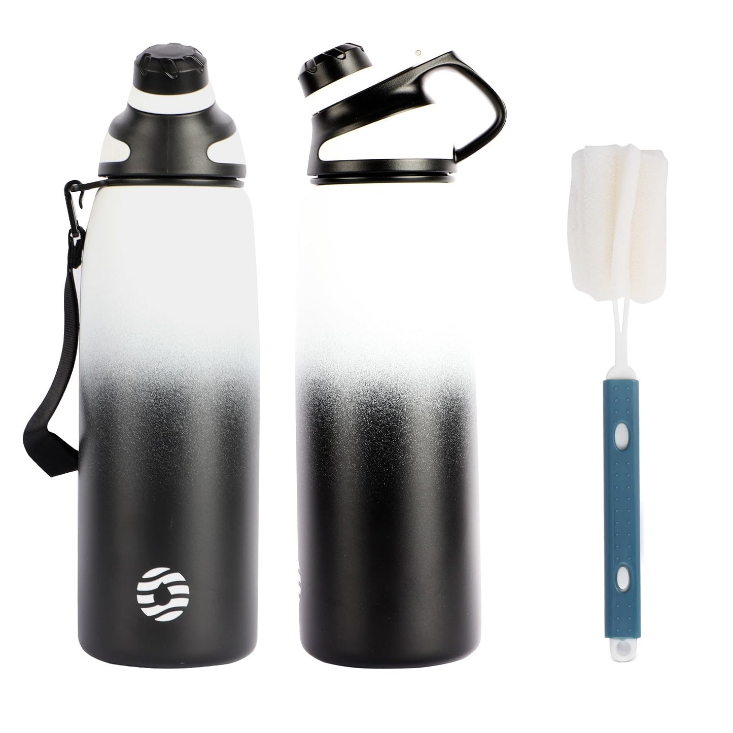 Fjbottle Edelstahl Trinkflasche Sport mit Magnetischem Deckel 1L, 800ml, 600ml, 400ml BPA-Frei Auslaufsichere Kinder Flasche - Kohlensäure geeignet 1500ML Wasserflasche Thermo für Schule, Fitness
