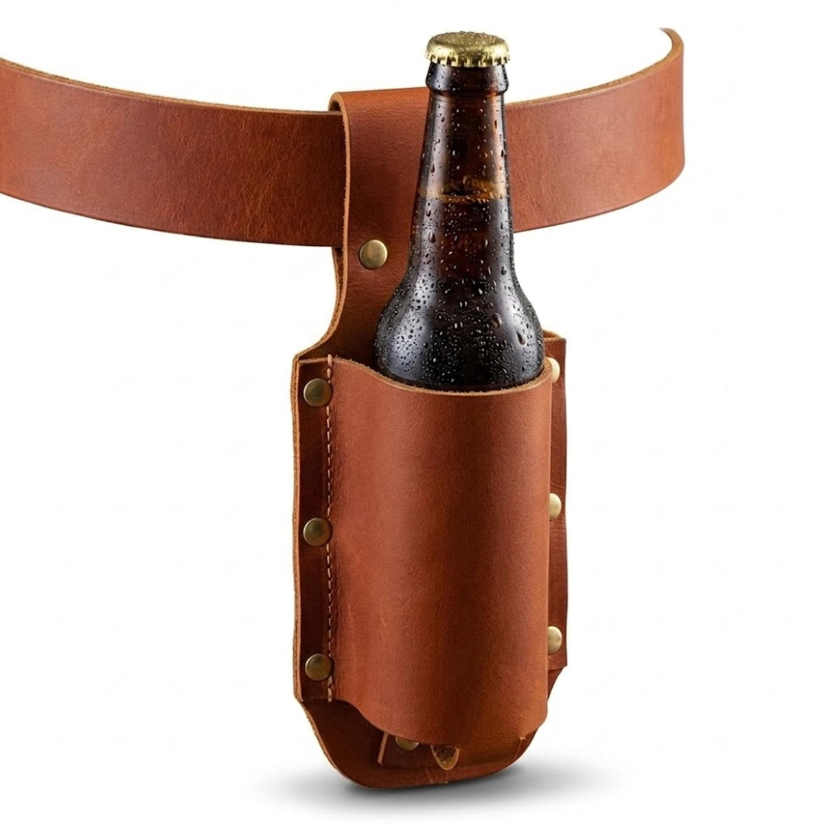 Leder Biergürtel Bierhalter Bierholster,Lustige Bier Geschenke für Männer Bruder Herren Geburtstag Vatertag Weihnachten Biertrinker/Liebhaber.Cowboy Kostüm Herren Bierzubehör Männergeschenke