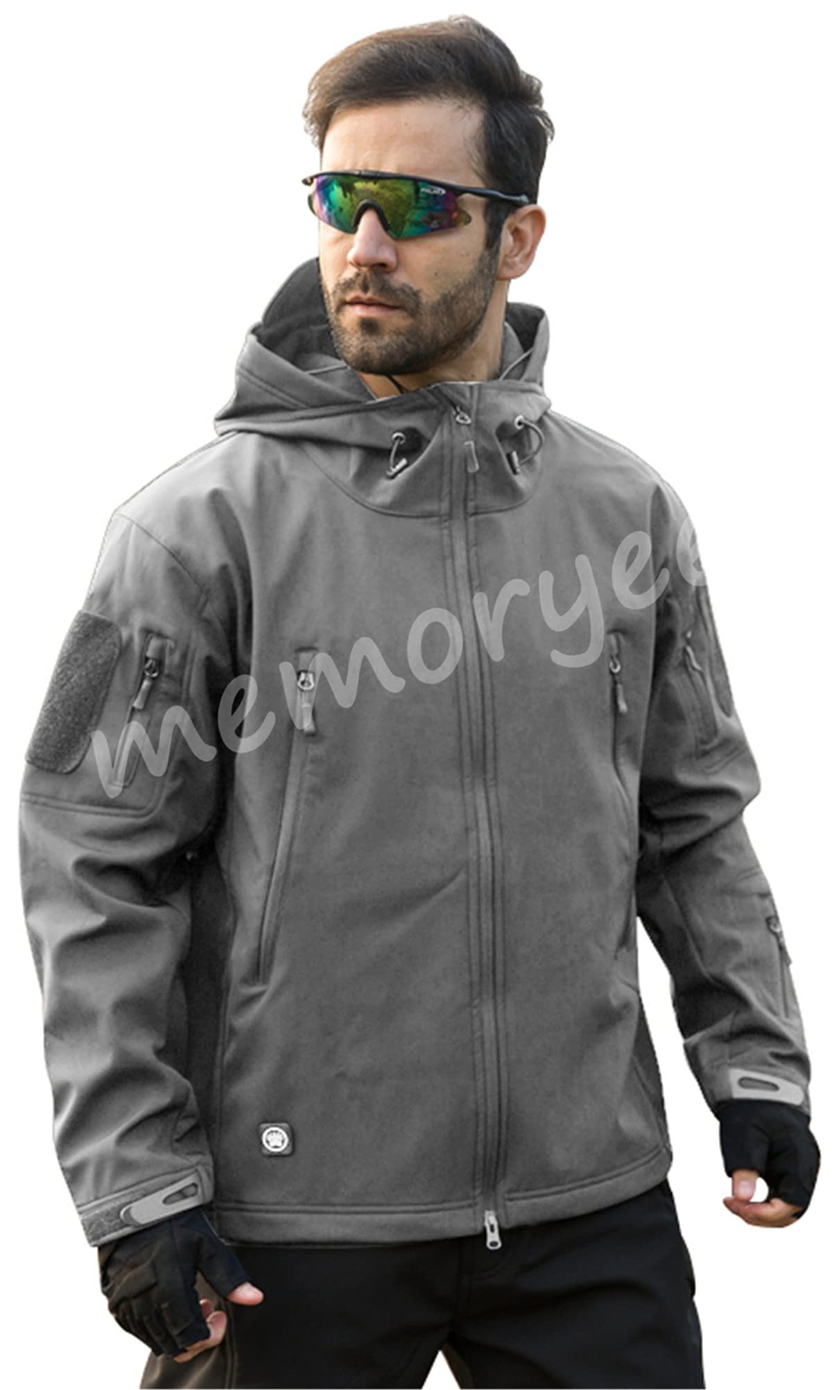 Memoryee Men's Waterproof Softshell Jackets, Warm Military Outdoor Tactical Hoodies, Camouflage Coat