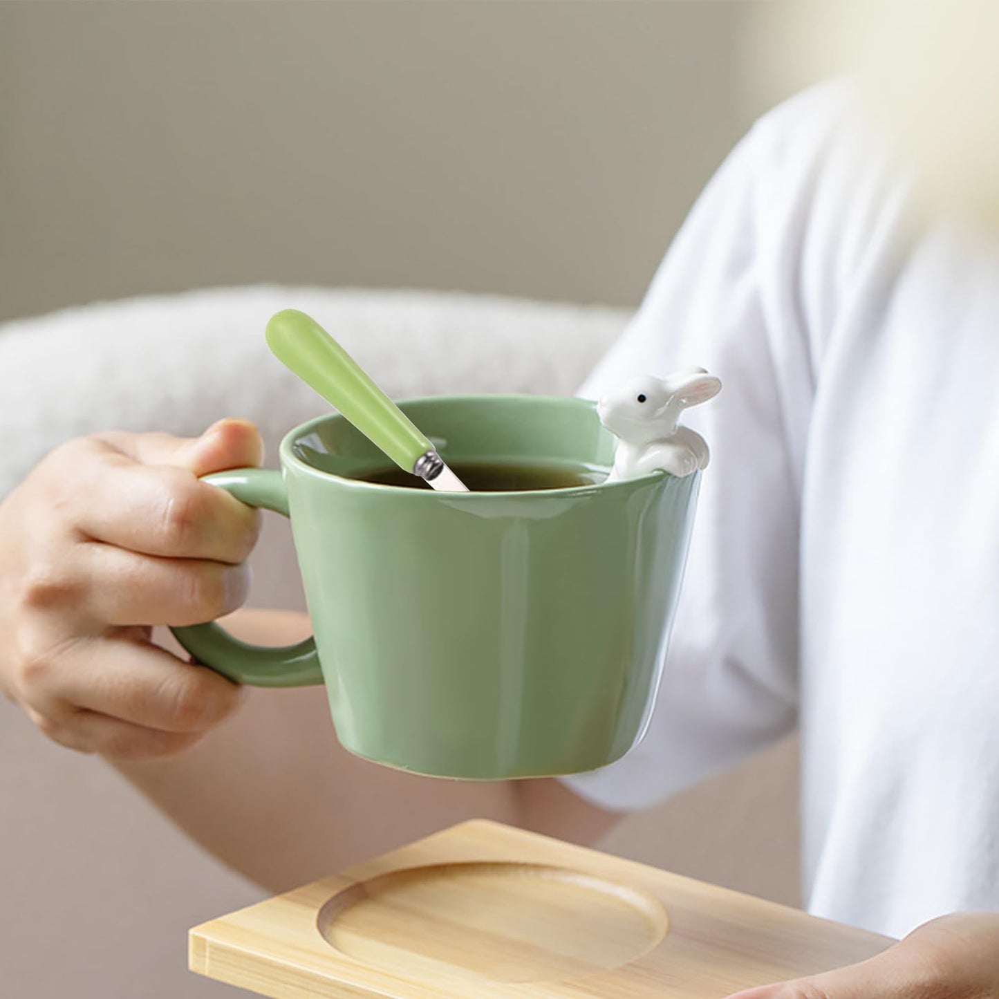 BigNoseDeer Süße Sachen Keramik Katze Kaffeetasse Teetasse Deckel Löffel Lustige Tassen Geschenke für Frauen Kaffeebecher 3D Tasse Personalisiert Cappuccino Tasse Beste Freundin Weihnachten Geschenk