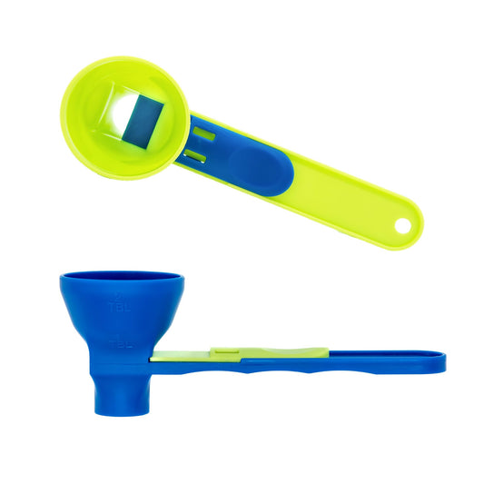 Kybelehoo 2 Stück Trichterschaufel Für Pulver,Trichter Scoop Gym Auslaufsicher,Schaufel verwandelt sich in einen Trichter mit Schiebeboden für Proteinpulver, Hafer, Kaffeepulver und andere Pulver