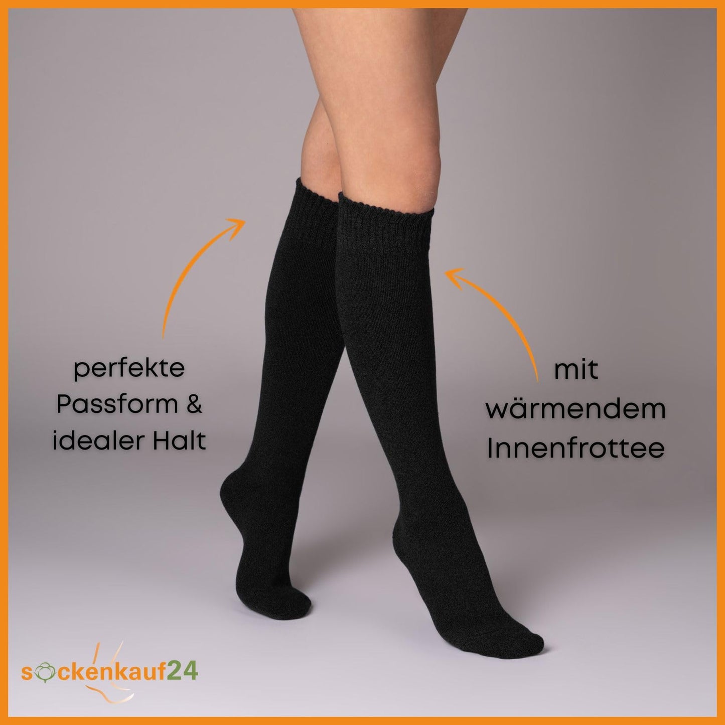 sockenkauf24 22350 Men's Thermal Knee Socks Inner Terry Towelling 4 Pairs