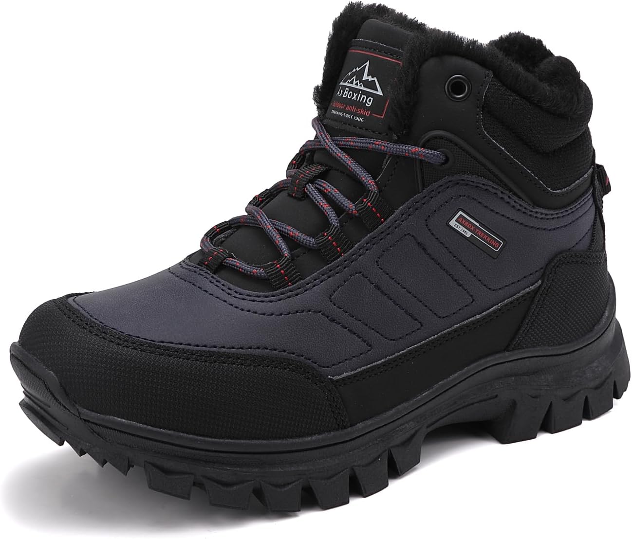 AX BOXING Winter Shoes Boys Hiking Shoes Lined Snow Boots Children Warm Lining Trekking Shoes Non-Slip Winter Boots Outdoor EU 34-40