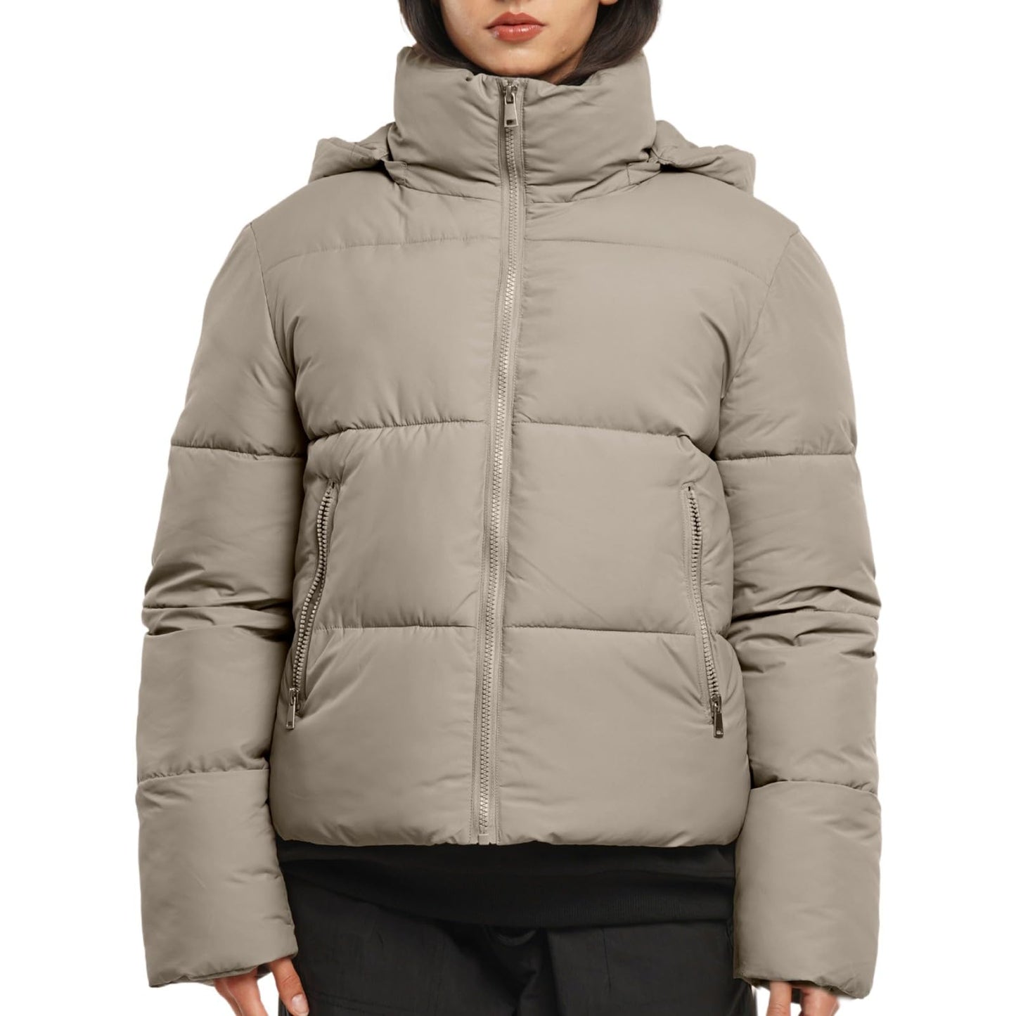PUFFIT Damen Winter Jake mit Kapuze Warmer Wasserdicht Winterjacke Steppmantel Female Jacken