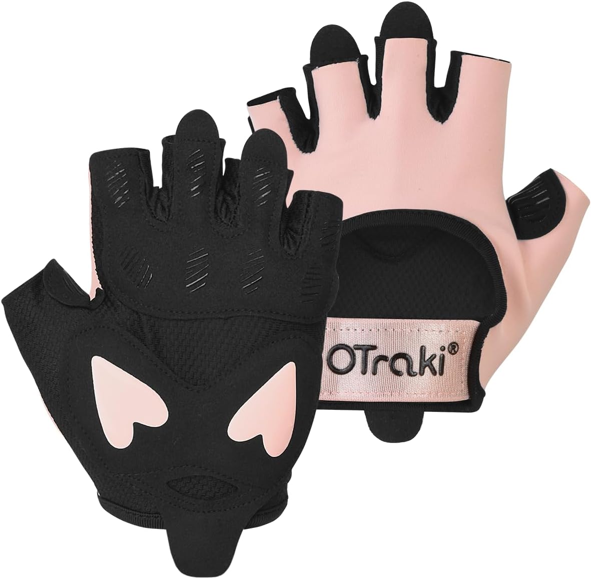 OTraki Women's Sports Gloves, Gym Gloves for Women, Pink Fitness Training Gloves, Breathable Silicone Padded Palm Protection, Exercise, Weightlifting for Strength Training, Bodybuilding, Strength Sports