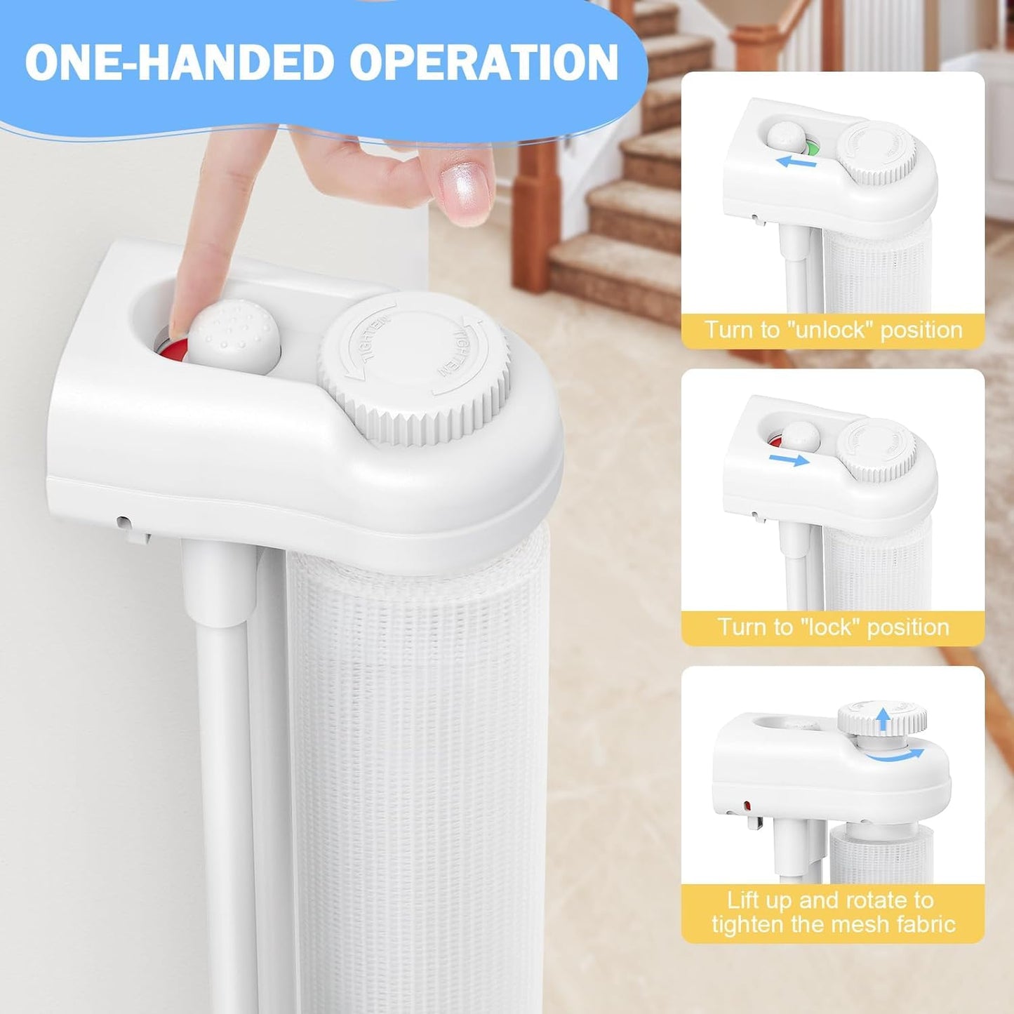 Retractable Stair Safety Gate for Babies, 0-150 cm Wide, Baby Barrier, Cat and Dog Barrier, One-Handed Operation, Suitable for Indoor & Outdoor Use (150 cm, Black)