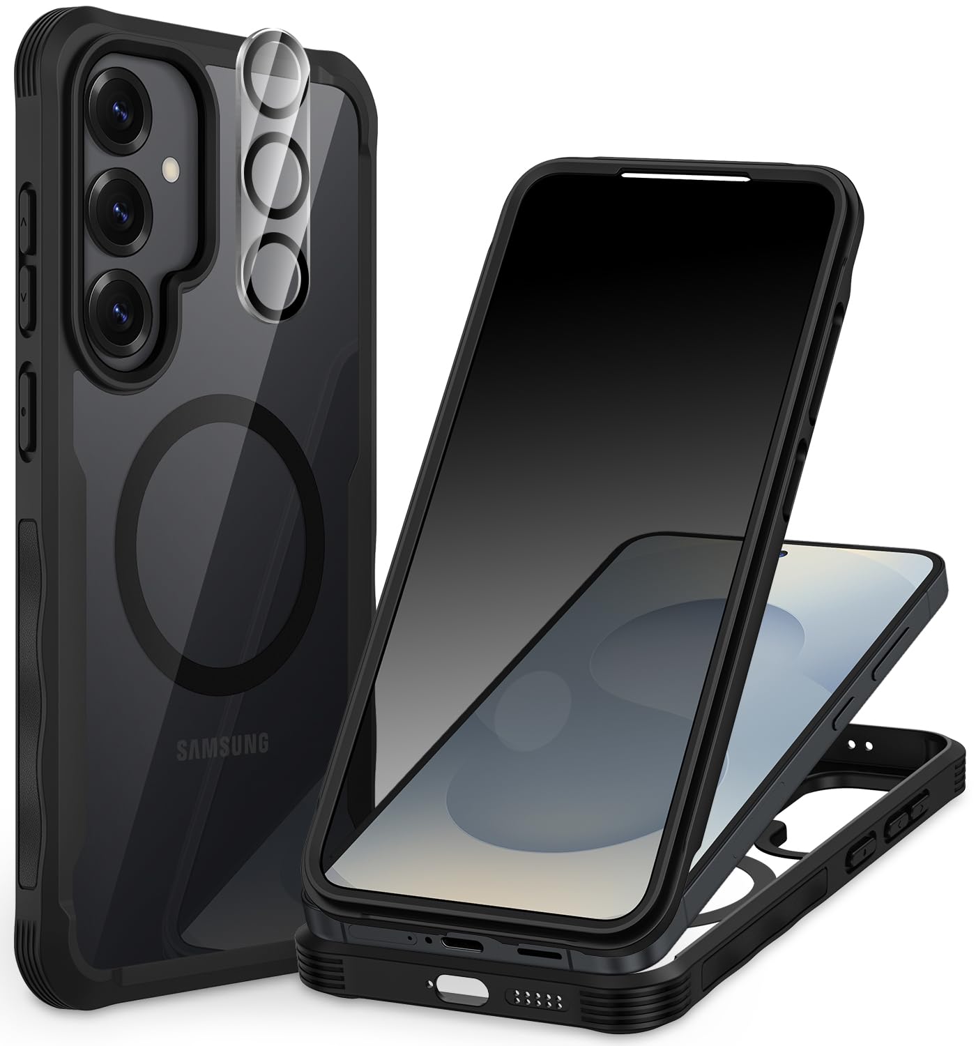 CENHUFO Privacy Screen Case for Samsung Galaxy S25 Ultra, Magnetic Mobile Phone Case with Built-in Privacy Tempered Glass Screen Protector and Camera Protection, 360 Degree Protective Case, Shockproof
