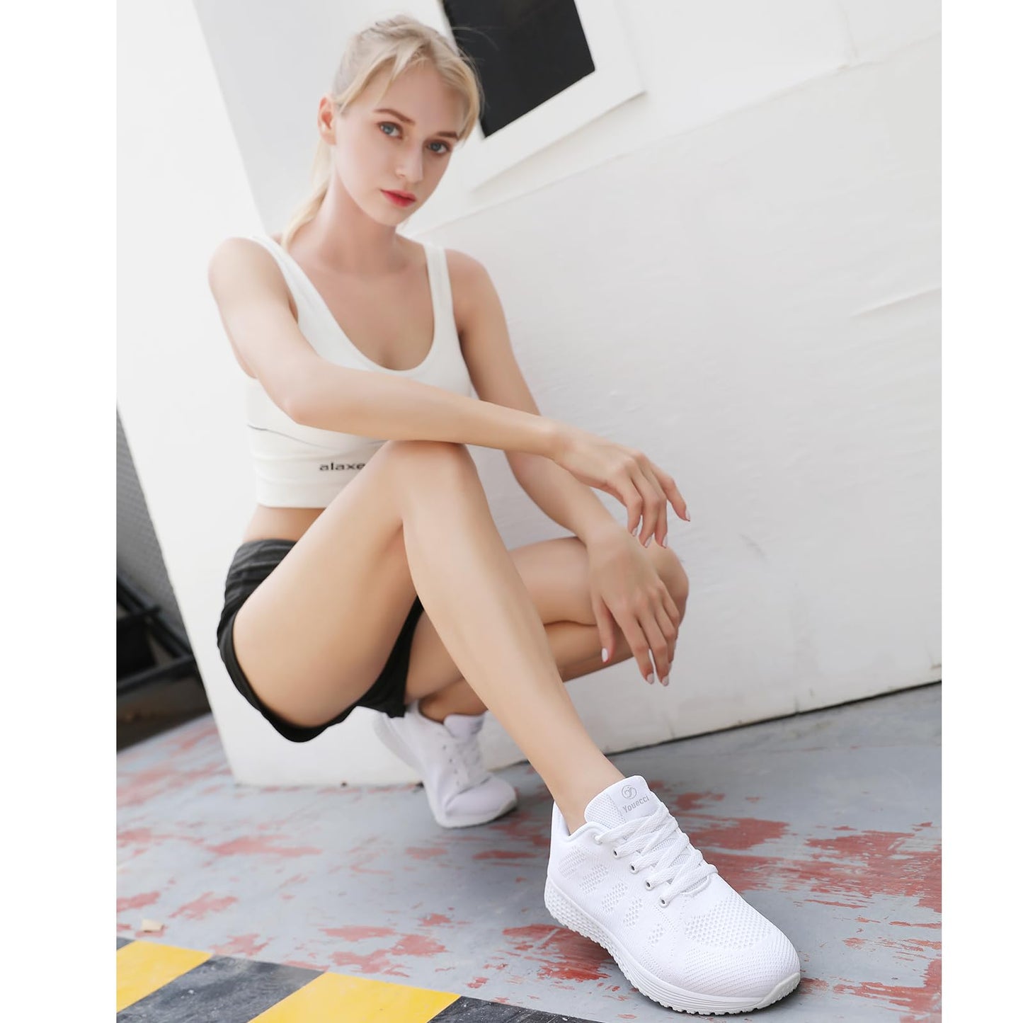 ANBIWANGLUO Damen Turnschuhe Sportliche Laufschuhe Schnürschuhe Atmungsaktive Outdoor Cross Trainer zum Joggen
