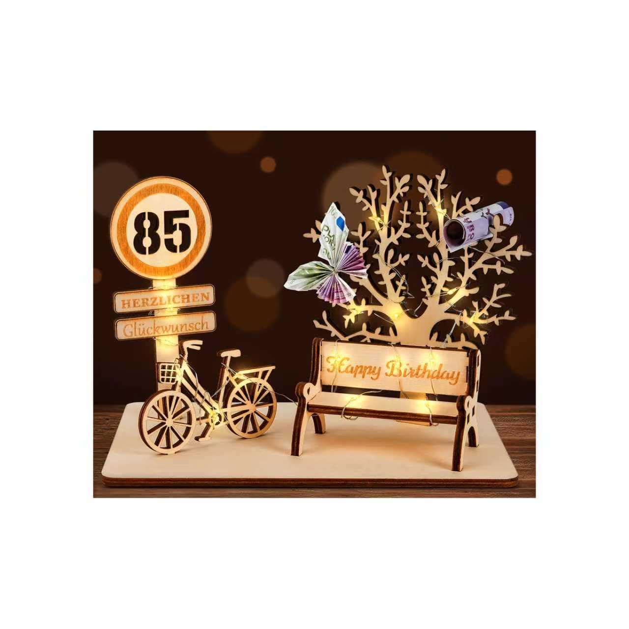 I LOVE MOM Geldgeschenk Geburtstag Holz, Fahrrad Geschenk, DIY Holz Schild Gästebuch Dreidimensionale Bäume Sitzbank Deko Zahlen für Geschenke, Hochzeiten, Partys, Geburtstage, Jubiläum (GYY-60)