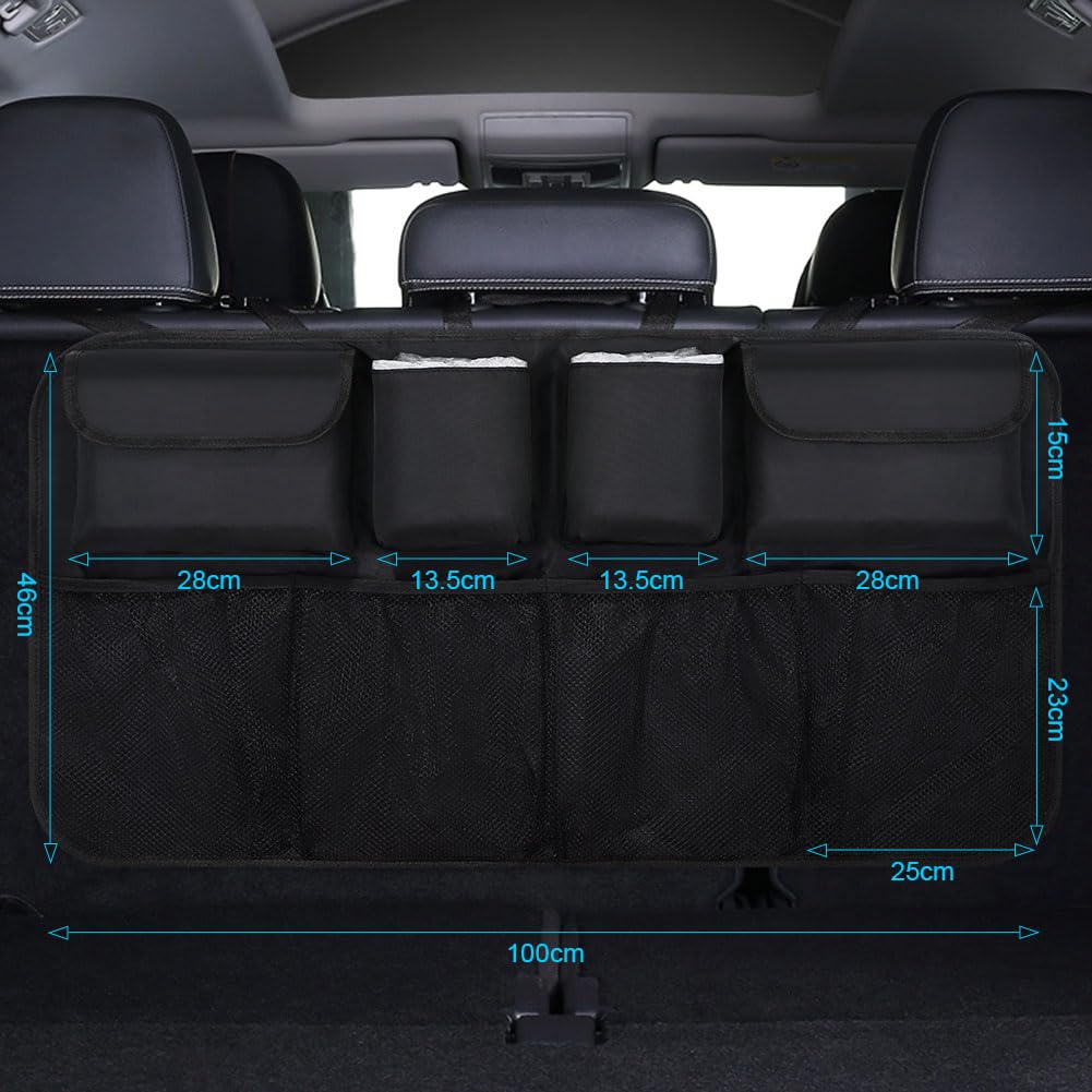 URAQT Car Boot Organiser Car Storage Bag Car Boot Bag Waterproof Bags for Car with Strong Elastic Magic Wand Structure for SUV Black