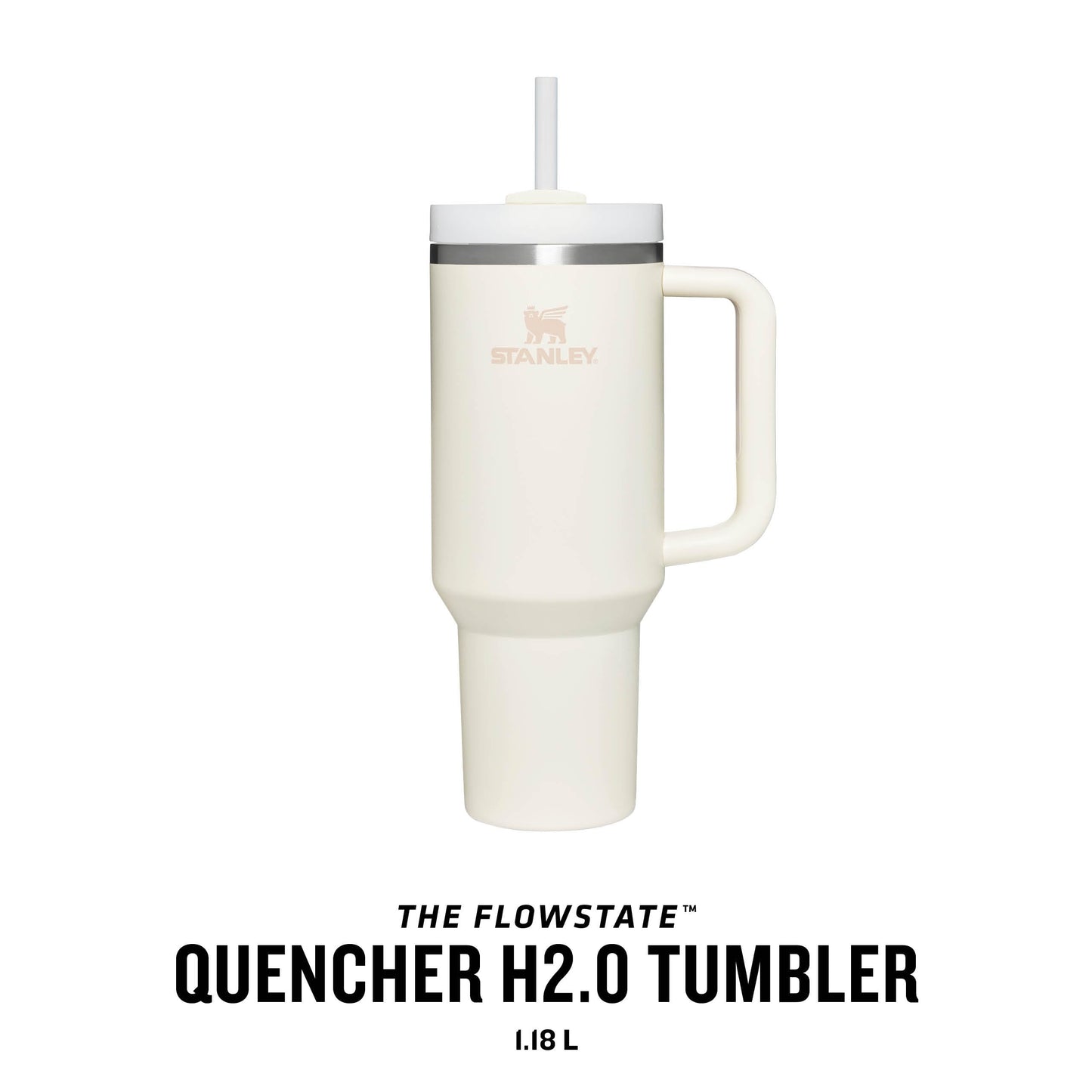 Stanley Quencher H2.0 FlowState Trinkflasche mit Strohhalm 1.18L - Thermobecher Kühlt 11 Stunden - 48 Stunden Eisgekühlt - Spülmaschinenfest - Thermosflasche BPA Frei - Kaffeebecher To Go - Cream