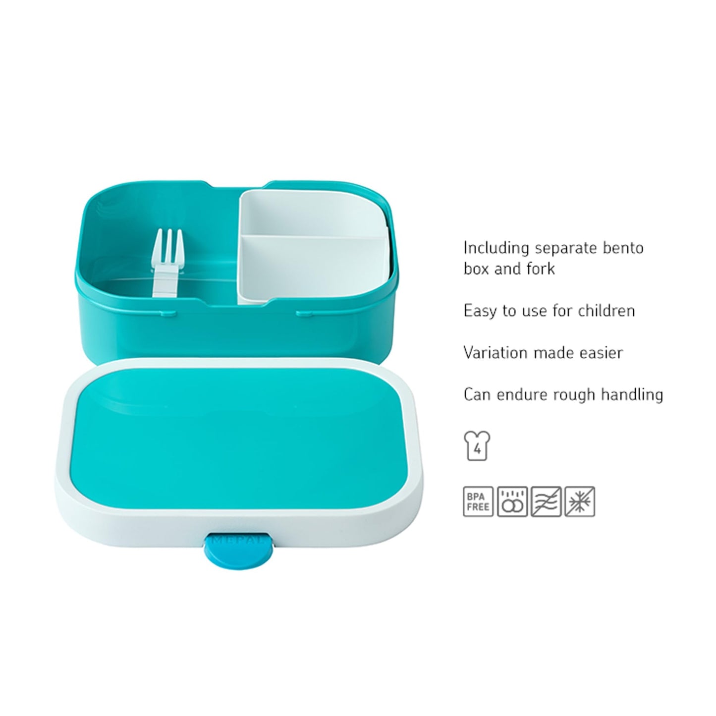 Mepal Brotdose Kinder Little Dutch – Bento Box Kinder - Brotdose Kinder mit Fächern & Gabel - Meal Prep Box mit Clip-Verschluss - BPA-frei & Spülmaschinenfest - 750 ml - Little Farm