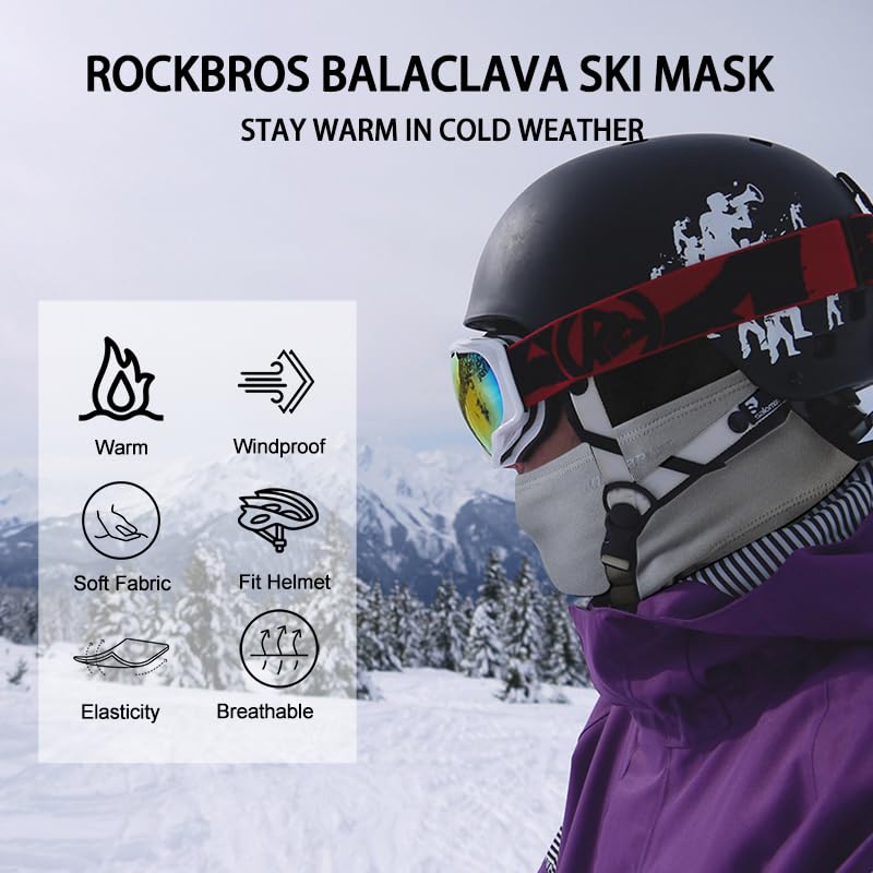 ROCKBROS Sturmhaube Balaclava Skimaske Winddicht Warm für Fahrrad Ski Motorrad Winter Unisex Einheitsgröße
