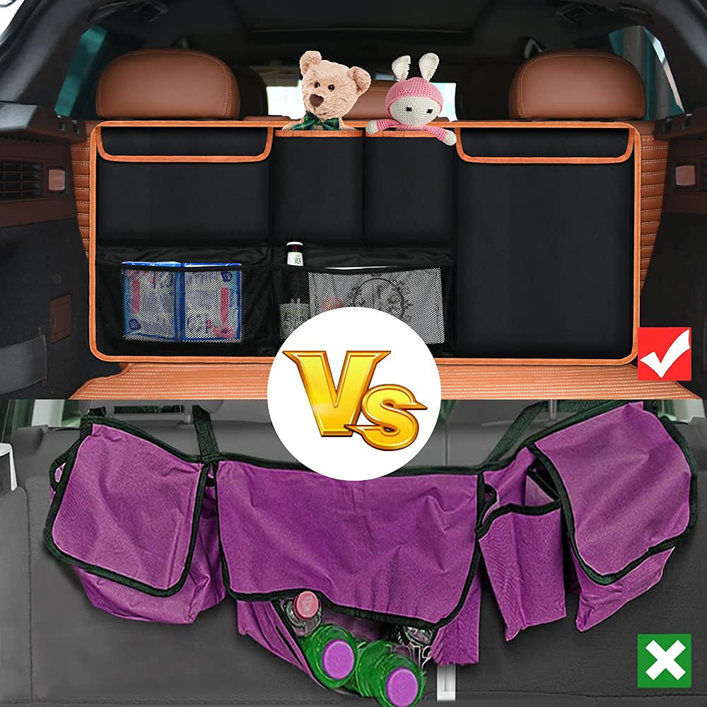 URAQT Car Boot Organiser Car Storage Bag Car Boot Bag Waterproof Bags for Car with Strong Elastic Magic Wand Structure for SUV Black