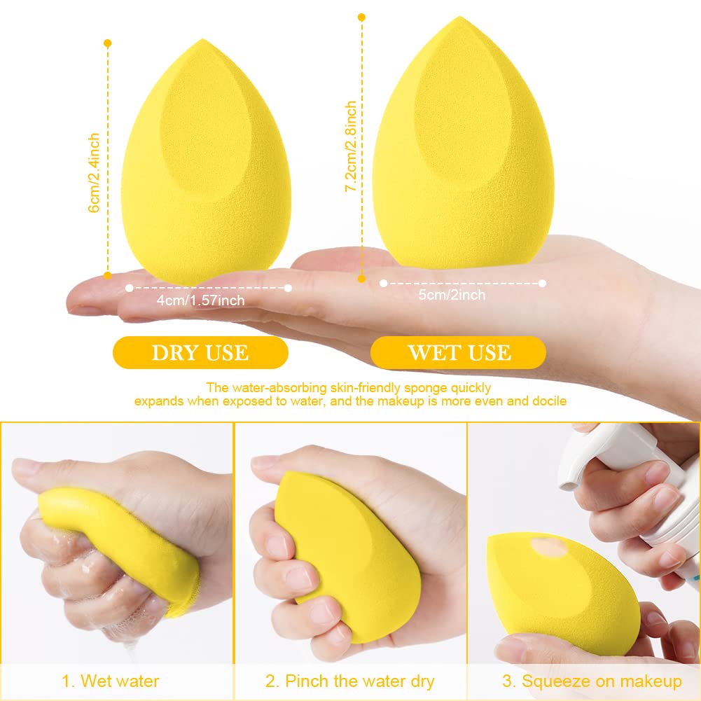 AUAUY 4 PCS Make up Schwamm Set, Foundation Blending Beauty Sponge, Beauty Makeup Schwämme Blender für Flüssigkeit Foundation Puder Sonnenschutz und Creme mit 1 Schwammhalter, 1 Puderquaste
