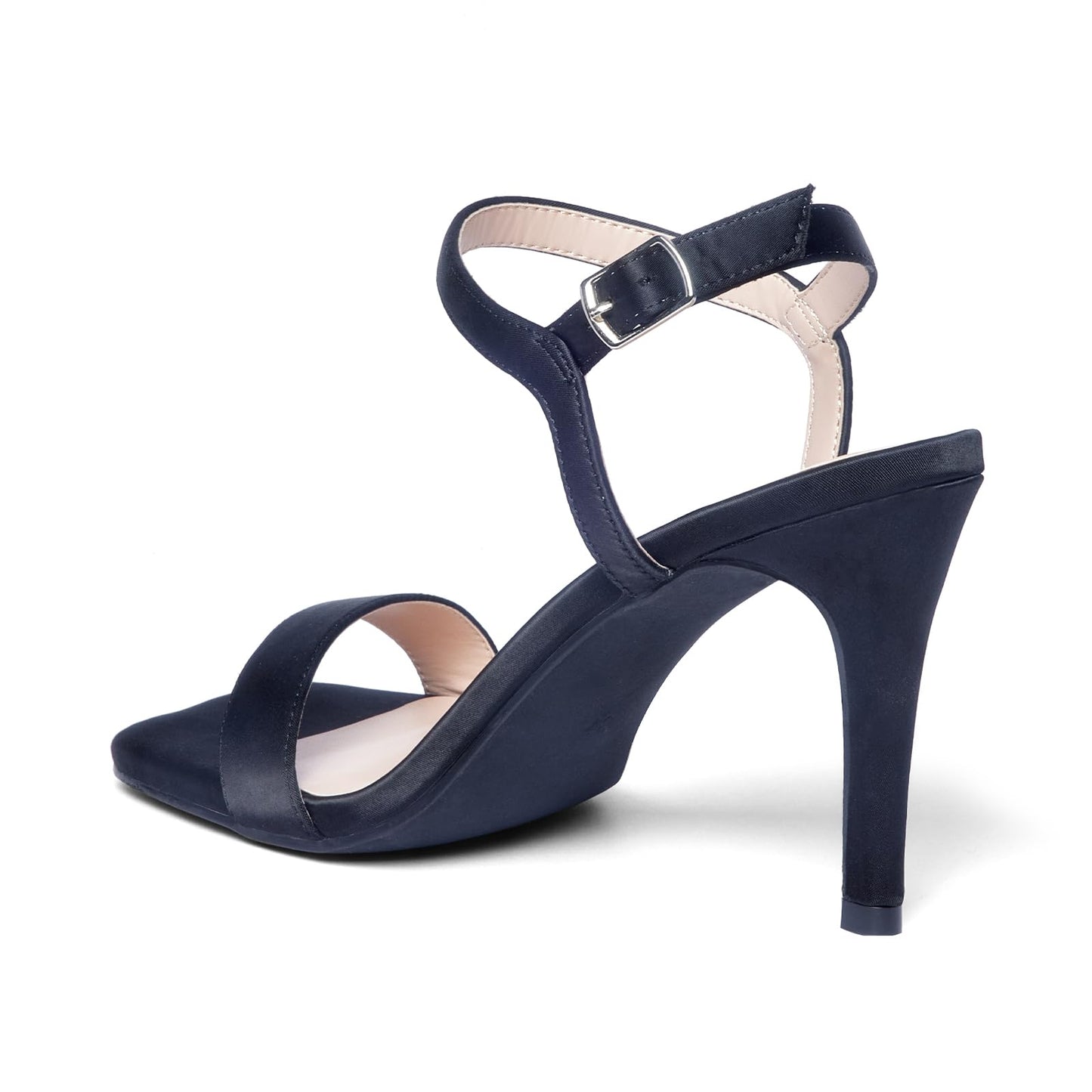 GENSHUO Sandaletten Damen mit Absatz, 8CM High Heel Peep Toe, Satin Sandalen Sommer Elegante Schuhe Party Prom Dress Slingback mit Knöchelriemen,EU 36-42