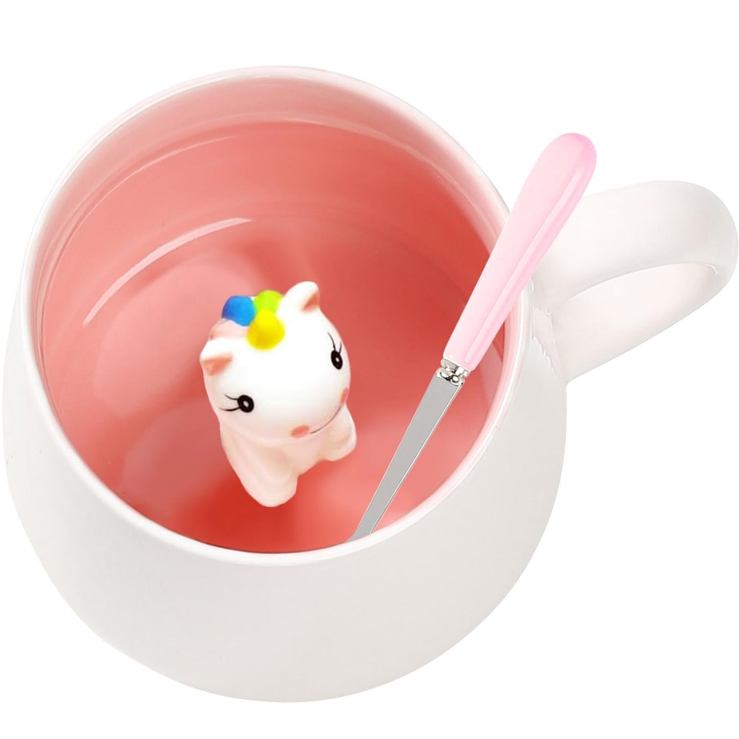 BigNoseDeer Süße Sachen Keramik Katze Kaffeetasse Teetasse Deckel Löffel Lustige Tassen Geschenke für Frauen Kaffeebecher 3D Tasse Personalisiert Cappuccino Tasse Beste Freundin Weihnachten Geschenk
