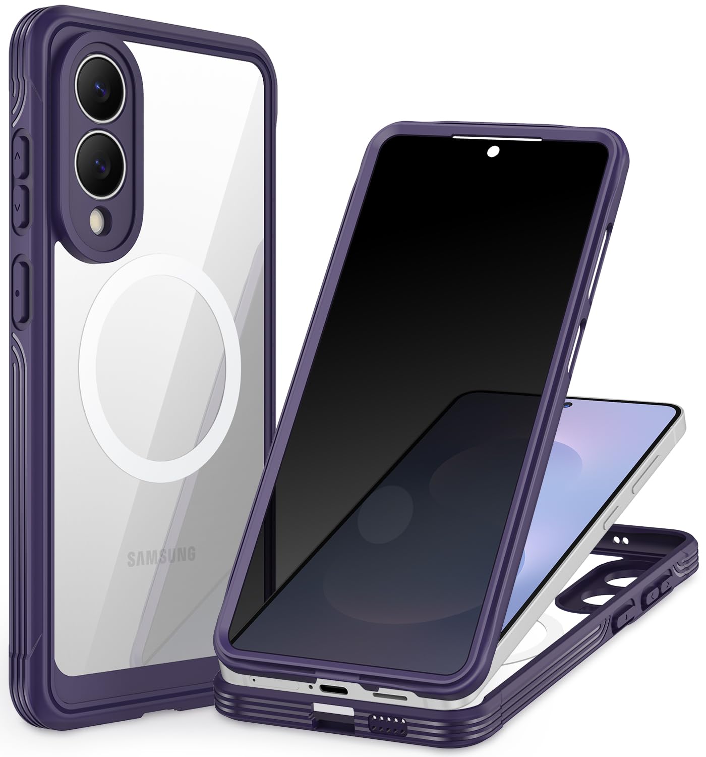 CENHUFO Privacy Screen Case for Samsung Galaxy S25 Ultra, Magnetic Mobile Phone Case with Built-in Privacy Tempered Glass Screen Protector and Camera Protection, 360 Degree Protective Case, Shockproof
