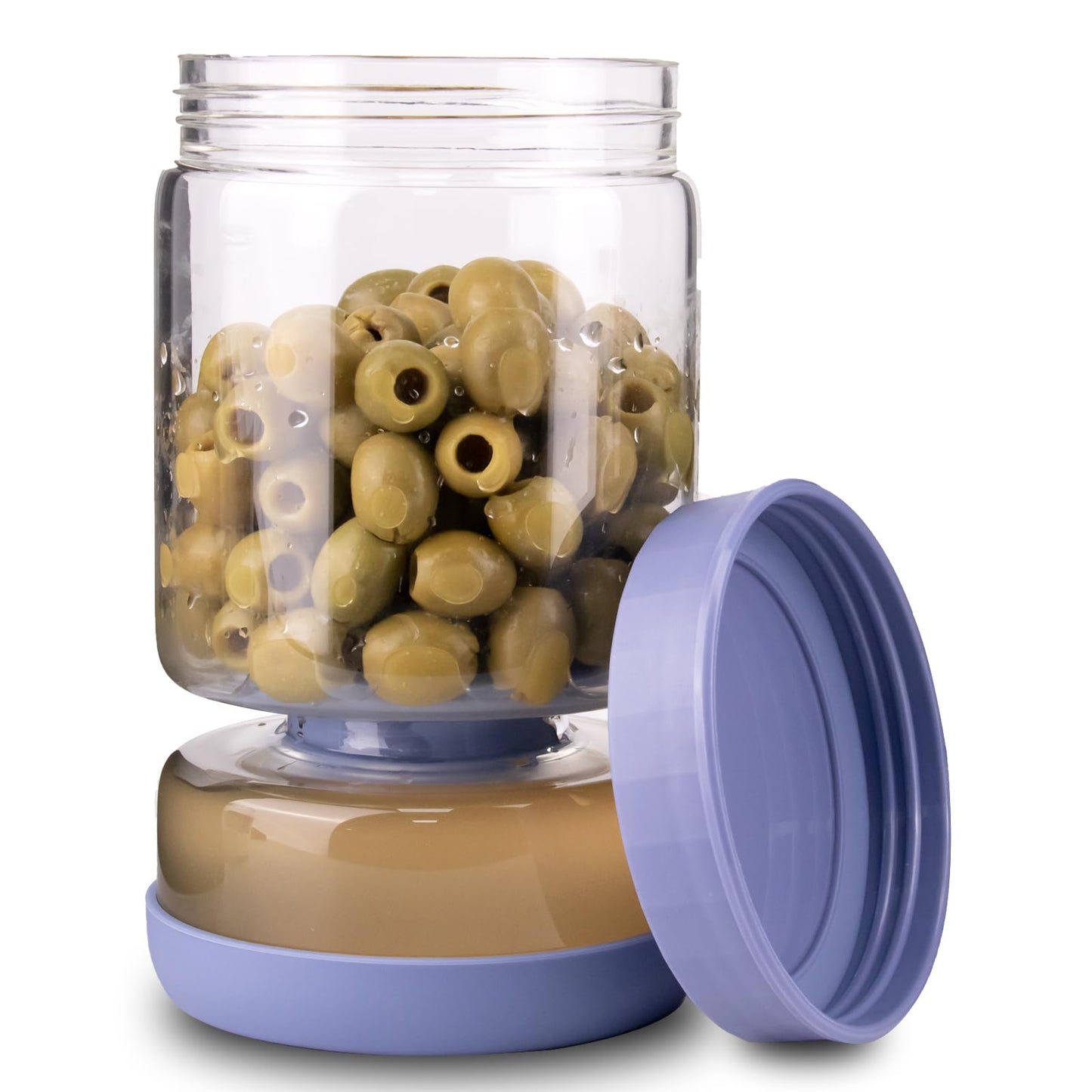 Homnoble Glas Einlegeglas mit Sieb Sanduhr, Pickle und Olive Jar Flip für Saft Separator von Nassen und Trockenen Food-grade ABS Deckel und BPA Frei für Essiggurke Olive Kimchi Jalapenos