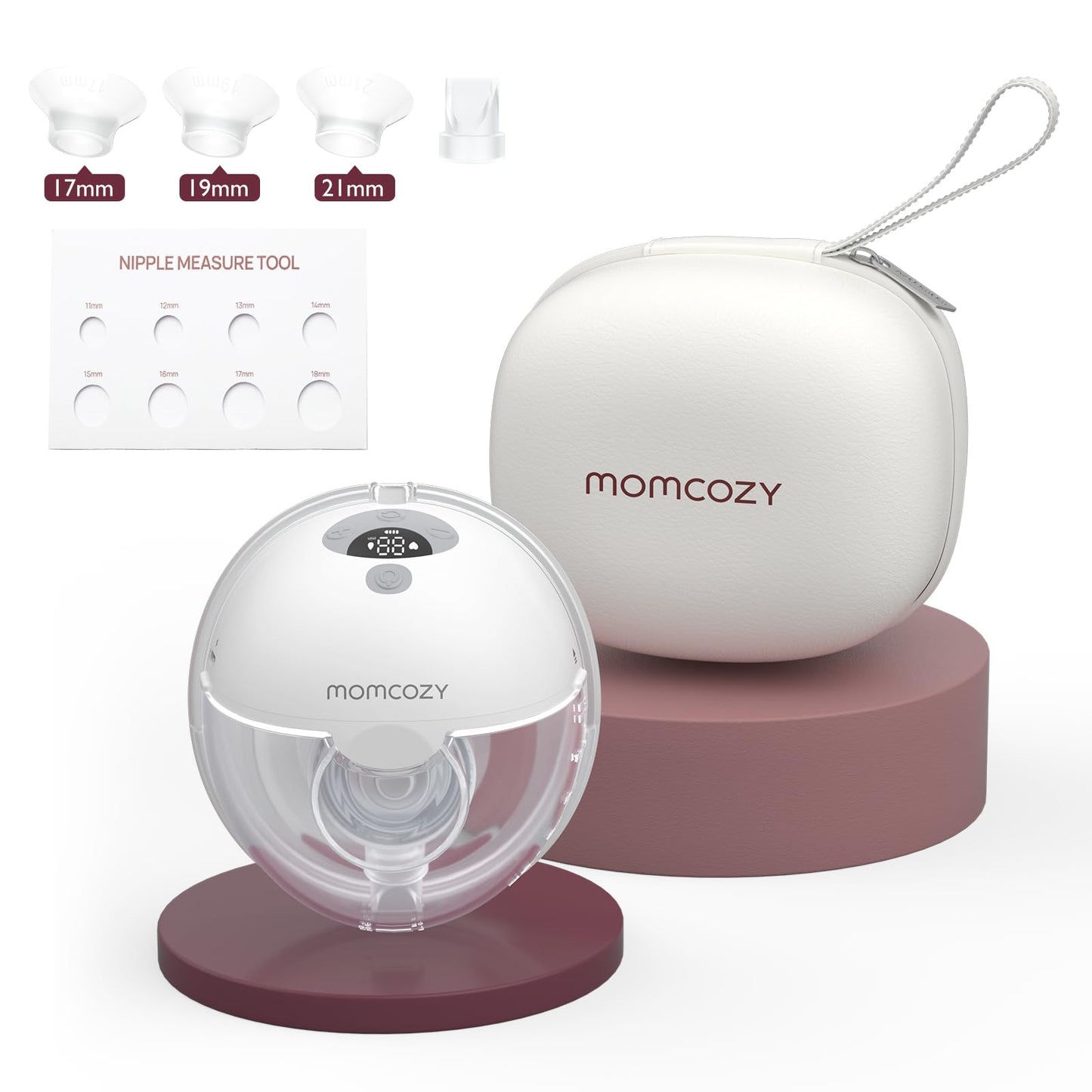 Momcozy Milchpumpe Elektrisch Tragbar Freihändig M5, Doppelmilchpumpe Für Den Babymund, Doppelt Abgedichteter Flansch Mit 3 Modi und 9 Stufen, – 24 mm (2, Grau)