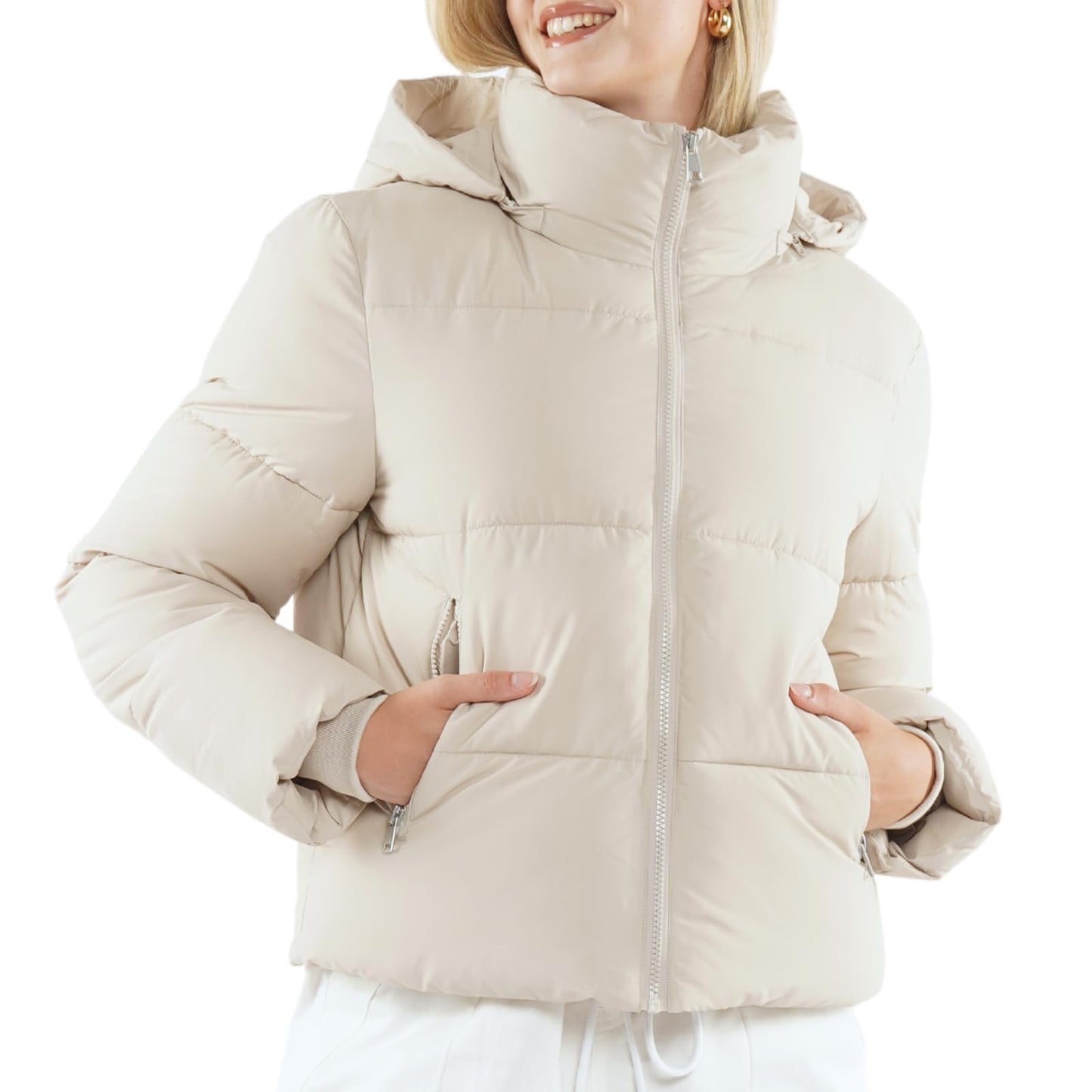 PUFFIT Damen Winter Jake mit Kapuze Warmer Wasserdicht Winterjacke Steppmantel Female Jacken