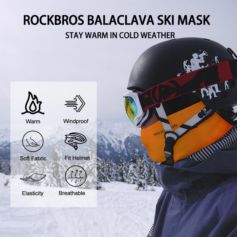 ROCKBROS Sturmhaube Balaclava Skimaske Winddicht Warm für Fahrrad Ski Motorrad Winter Unisex Einheitsgröße