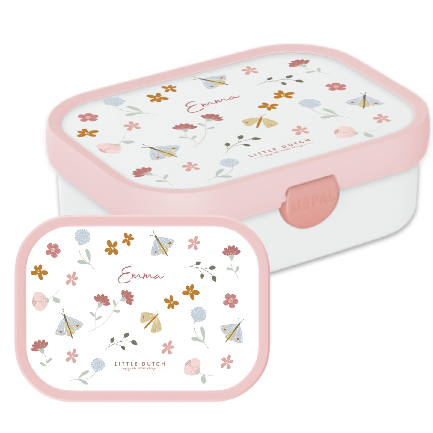 Mepal Brotdose Kinder Little Dutch – Bento Box Kinder - Brotdose Kinder mit Fächern & Gabel - Meal Prep Box mit Clip-Verschluss - BPA-frei & Spülmaschinenfest - 750 ml - Little Farm