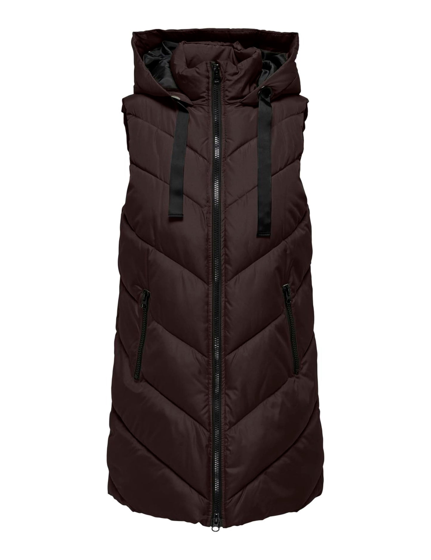 JDY JDYSkylar Women's 3/4 Length Quilted Vest Padded Hood Waistcoat with Hood