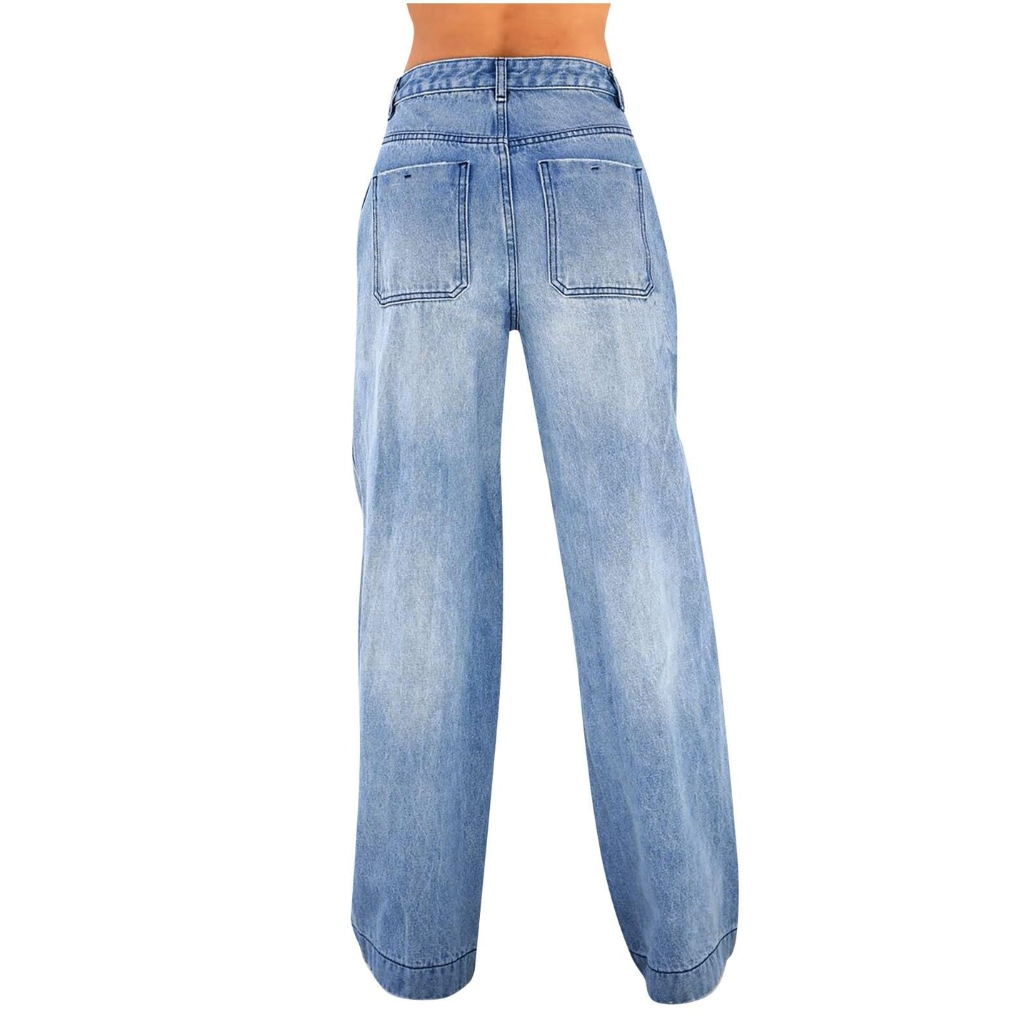 Baggy Jeans Women's Denim Trousers with Wide Leg Oversize Elastic Women's Jeans Casual Long Jeans Straight Leg Traditional Jeans Baggy Stretch Jeans High Waist Casual Trousers Hip Hop Vintage Denim