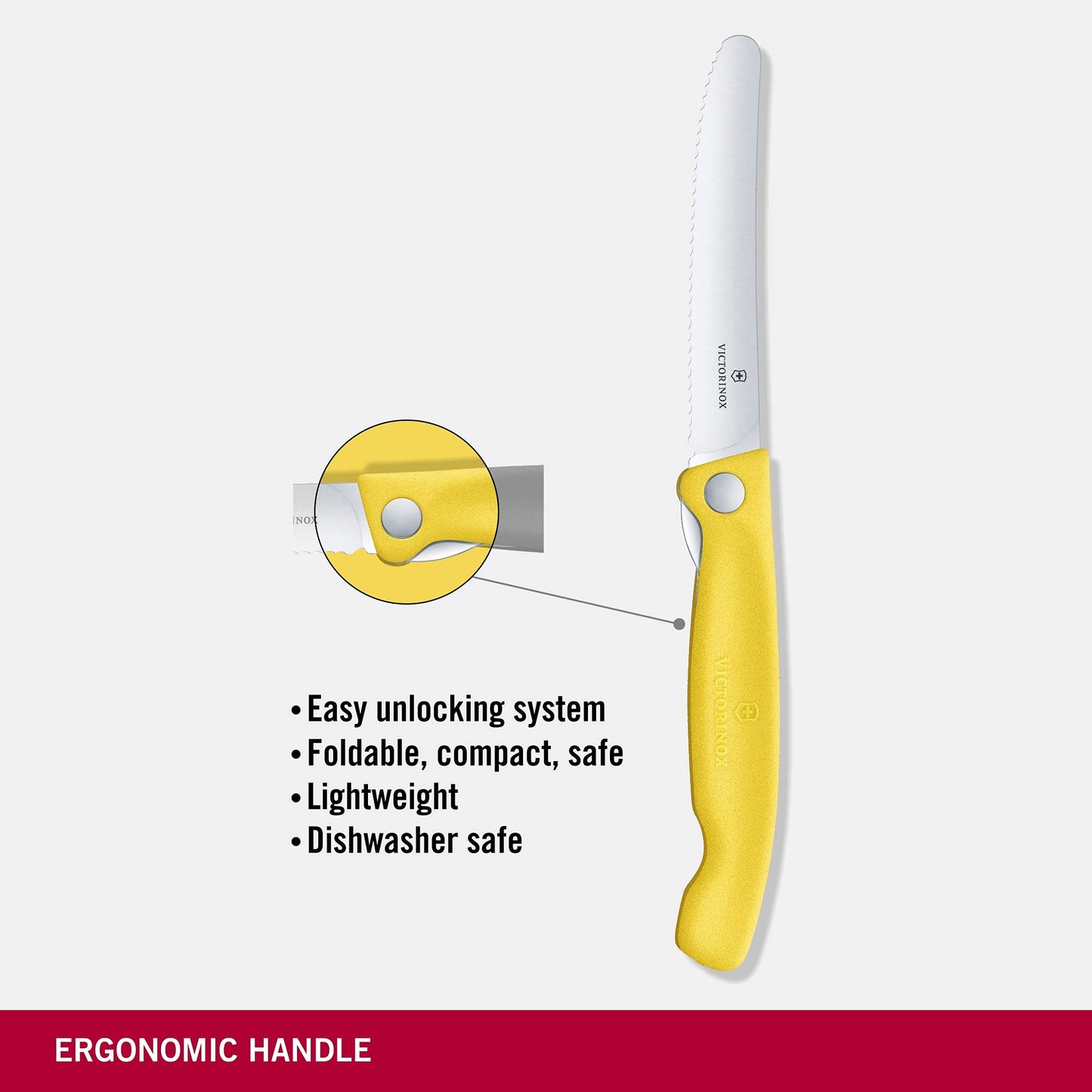 Victorinox Swiss Classic Profi Tomaten- und Tafelmesser, Extra Scharfe Klinge, Wellenschliff, 11 cm, Rostfreier Stahl, gelb