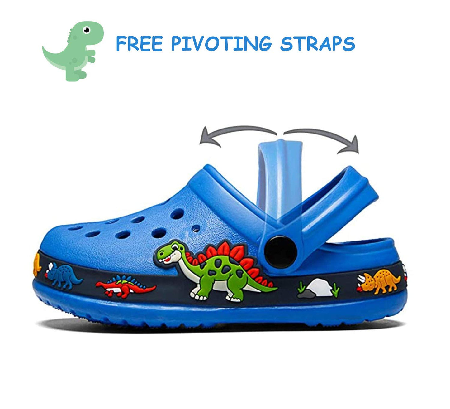 DRECAGE Unisex Kinder Clogs Pantoffeln Dinosaurier Gr.24-33 EU, Eva Gartenclogs Gummi Badeschuhe Hausschuhe für Jungen Mädchen