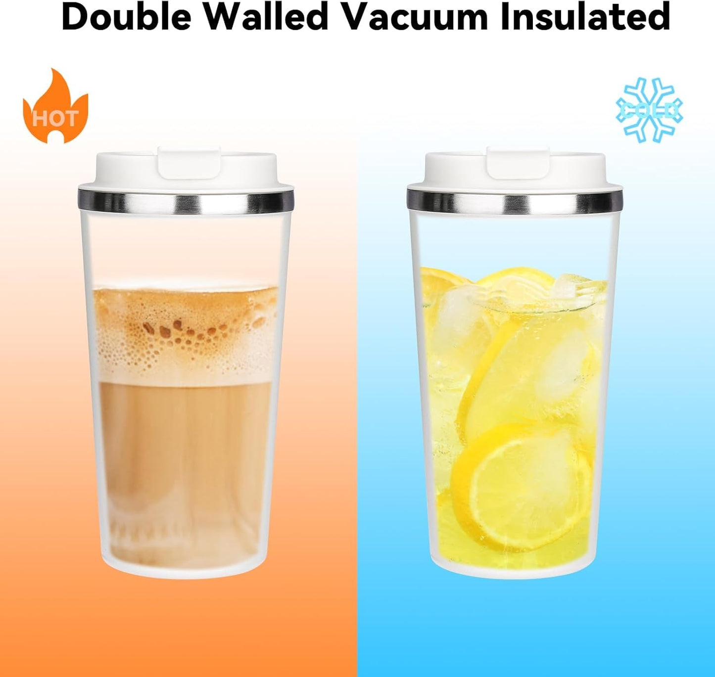 ERBO Kaffeebecher to go, Thermobecher Edelsthal, Auslaufsicher Kaffeetasse Kaffeebecher mit Deckel, Kaffeetasse Thermobecher für Unterwegs Umweltfreundlich, Weiß 380ml