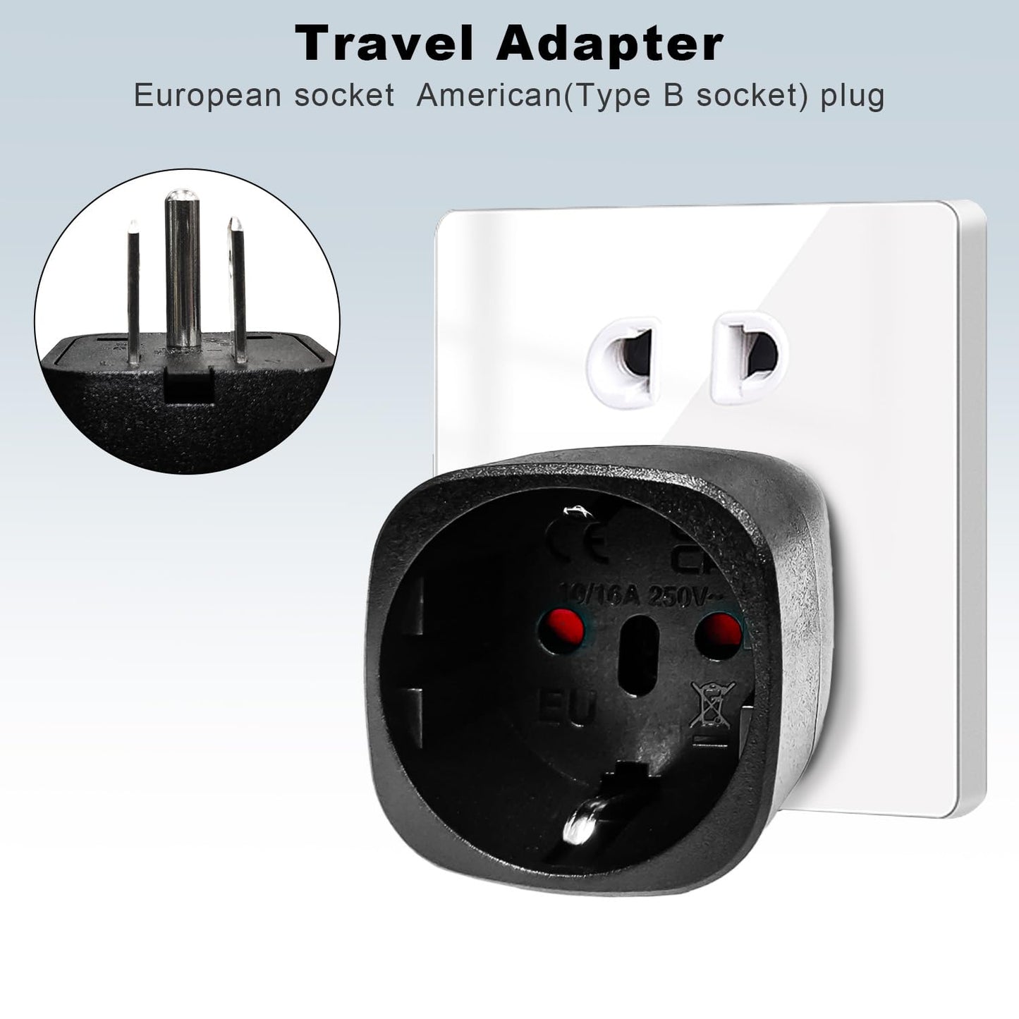 Reiseadapter USA 2Stück，USA Adapter Steckdose Deutschland Plug ，Adapter USA Deutschland Stecker für EU zu Amerika/Kanada/Mexiko/Thailand usw,Typ B Reisestecker Stromadapter,Weiß
