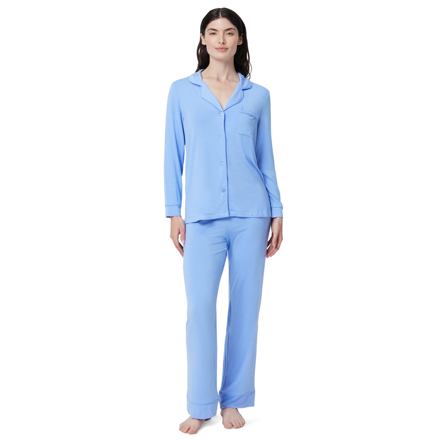 Amazon Essentials x Sofia Grainge Damen Pyjama-Set aus elastischer Modalfaser mit Langen Ärmeln und bodenlangem Unterteil
