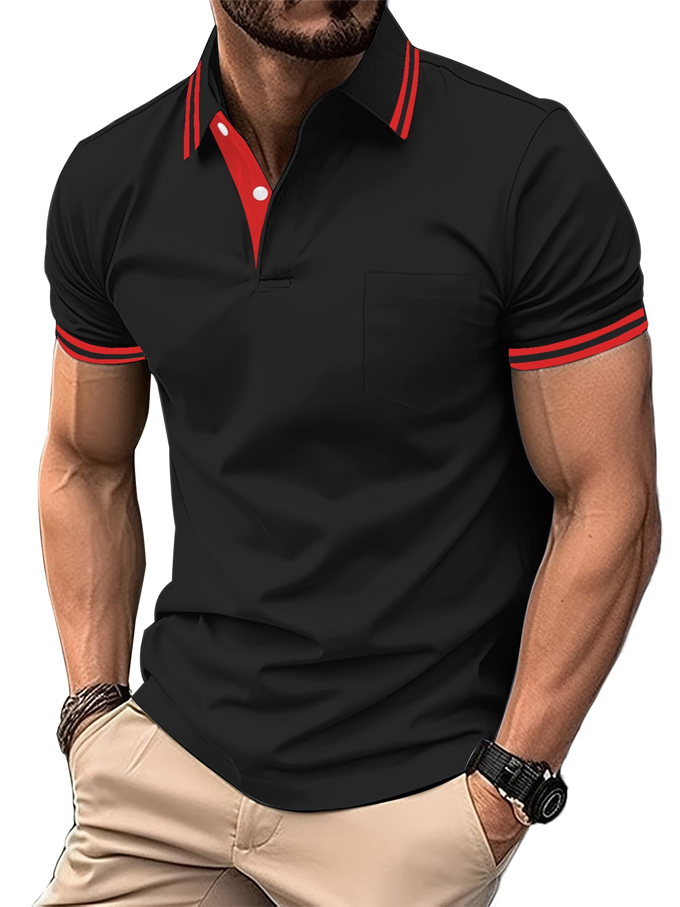 LLdress 3er Pack Poloshirt Herren Kurzarm Atmungsaktiv Poloshirt Set Leichtes Golf Polohemd Schnelltrocknend T Shirt