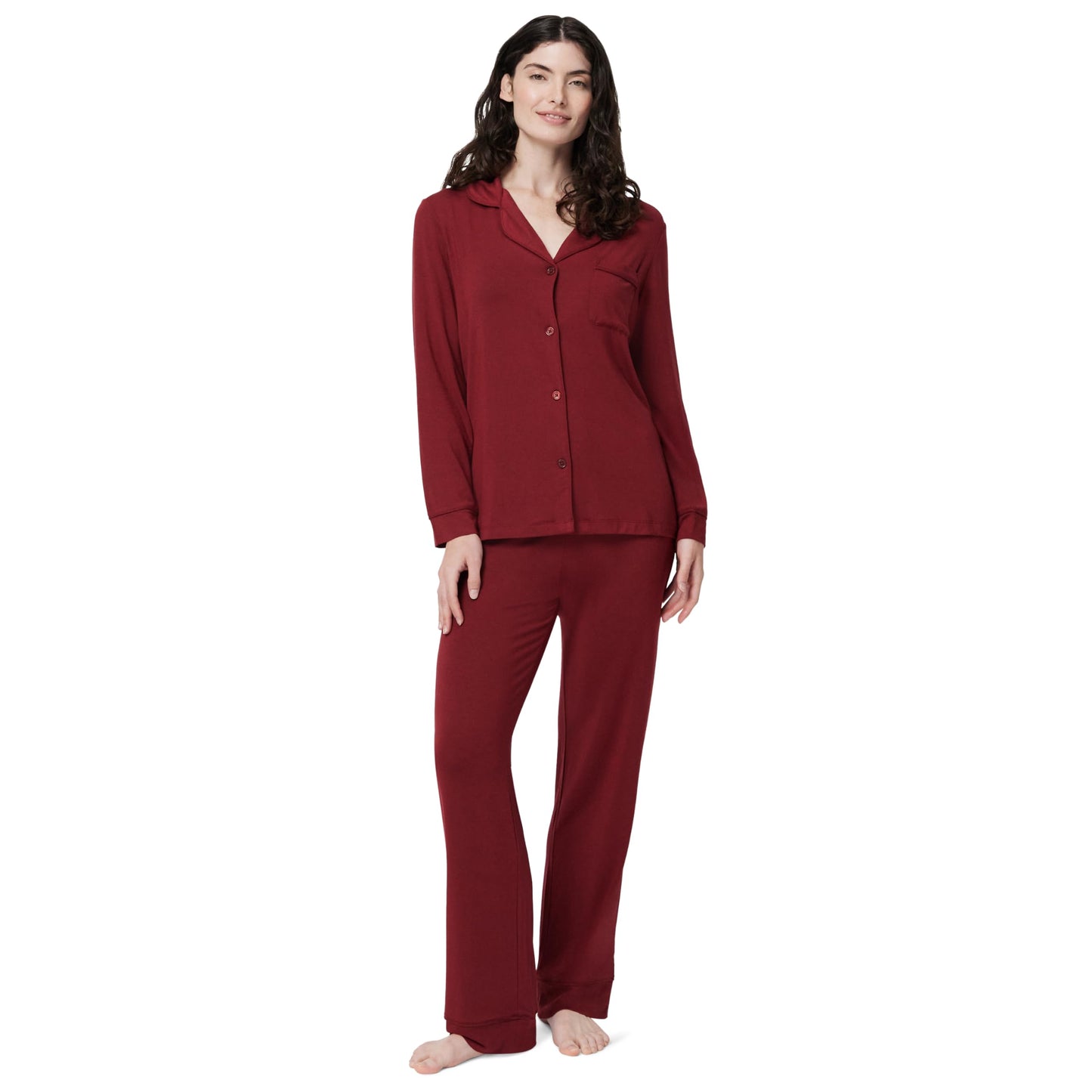 Amazon Essentials x Sofia Grainge Damen Pyjama-Set aus elastischer Modalfaser mit Langen Ärmeln und bodenlangem Unterteil